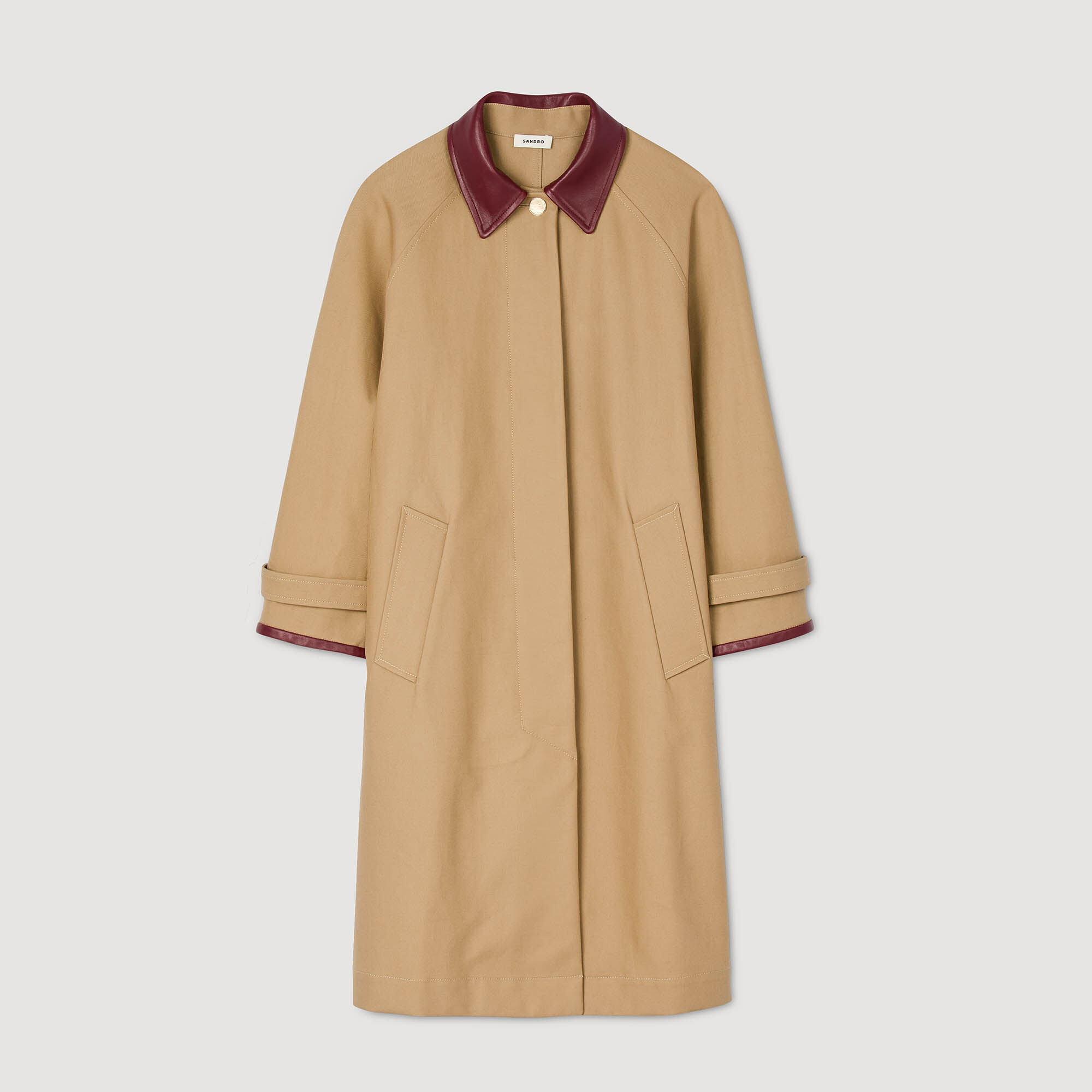 Trench coat avec col en cuir