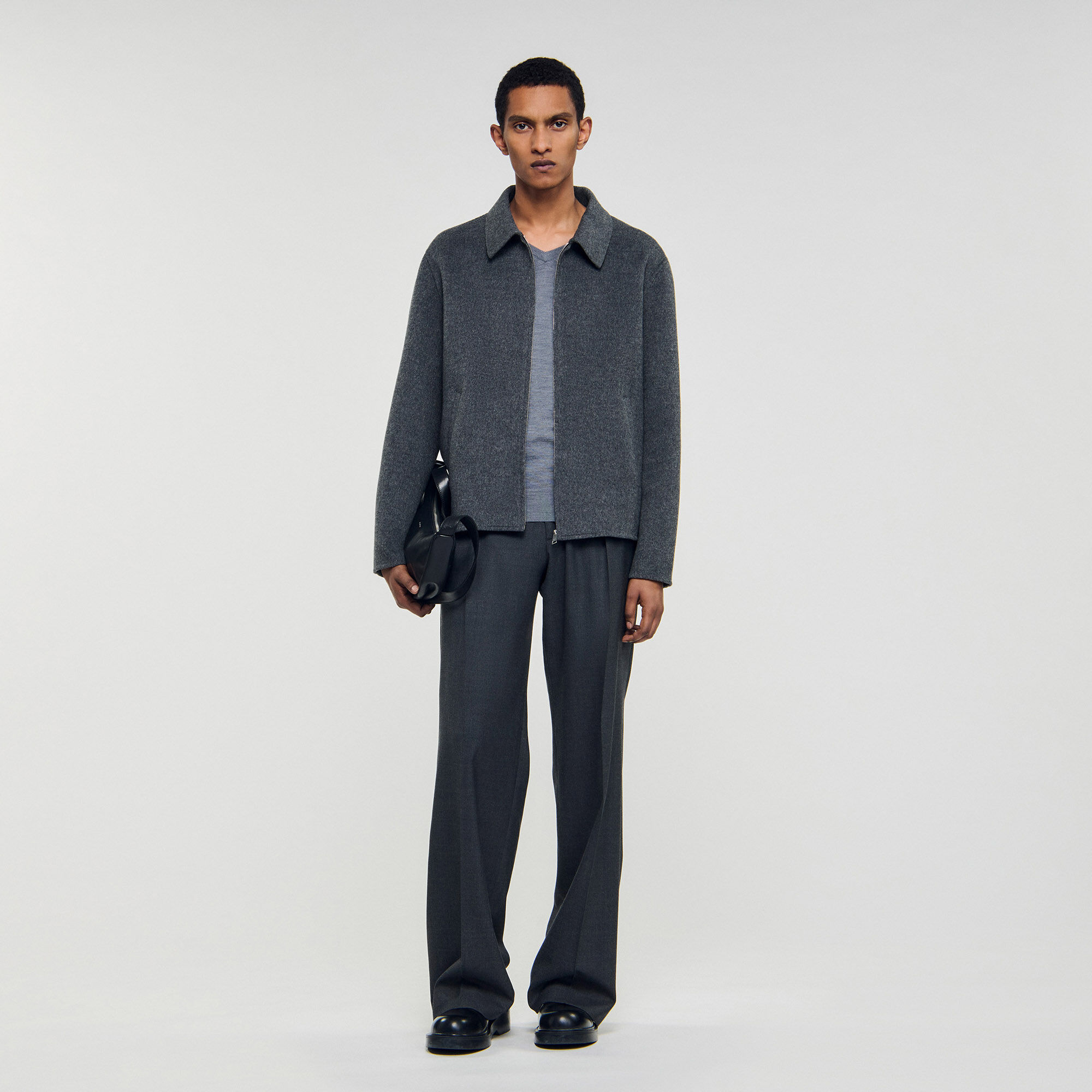 Veste en laine à double face avec fermeture éclair