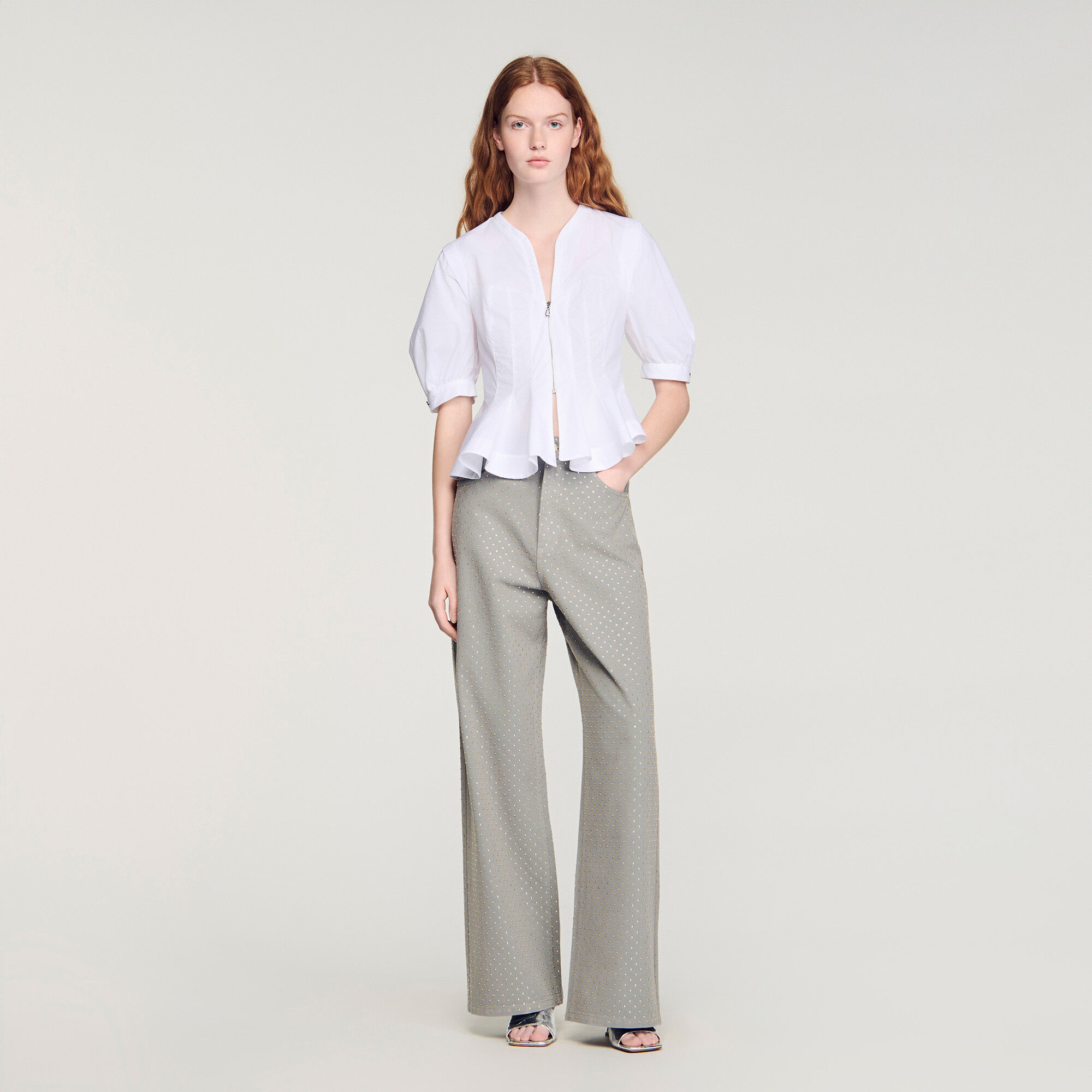 Chemise à peplum avec fermeture éclair