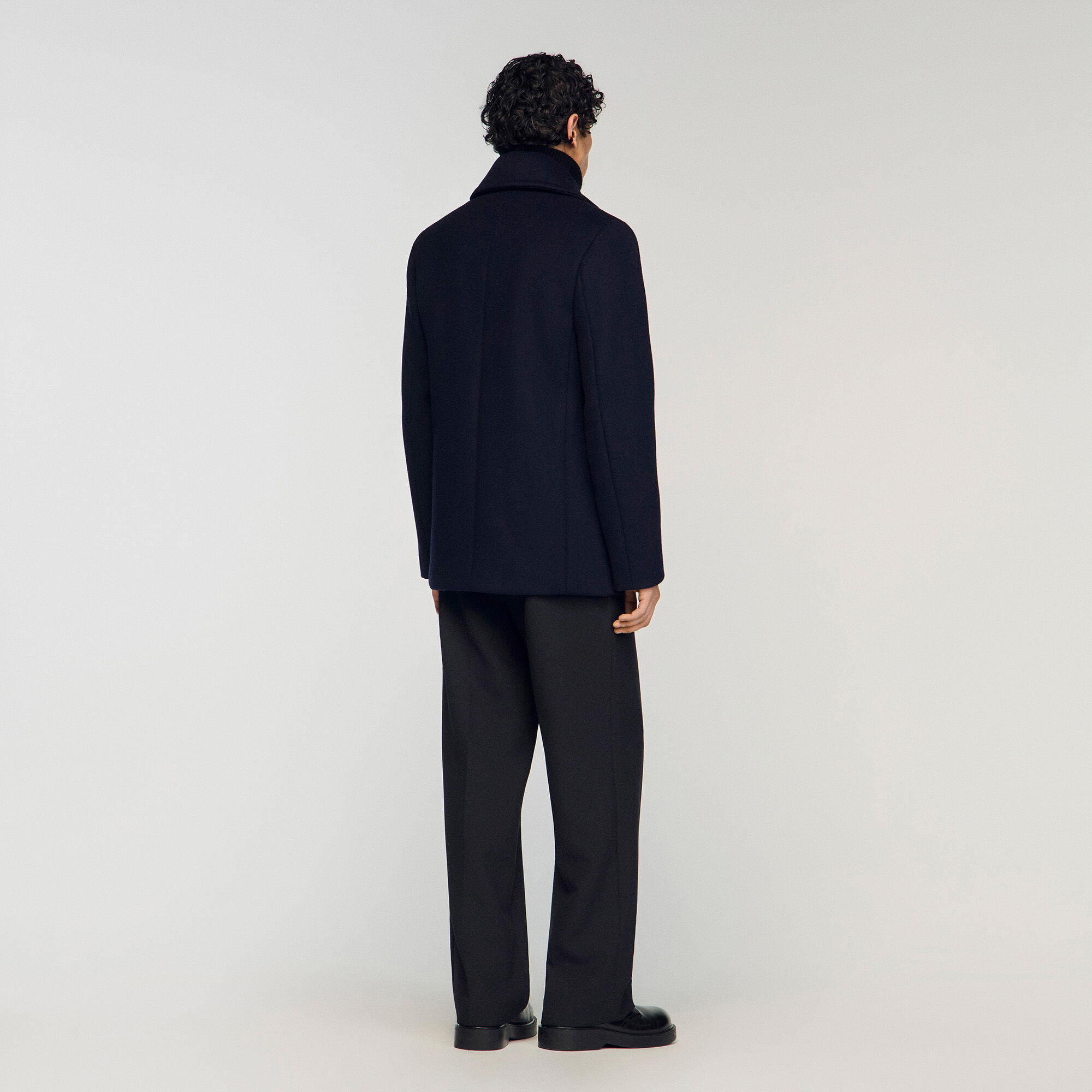 Manteau à coupe droite en mélange de laine
