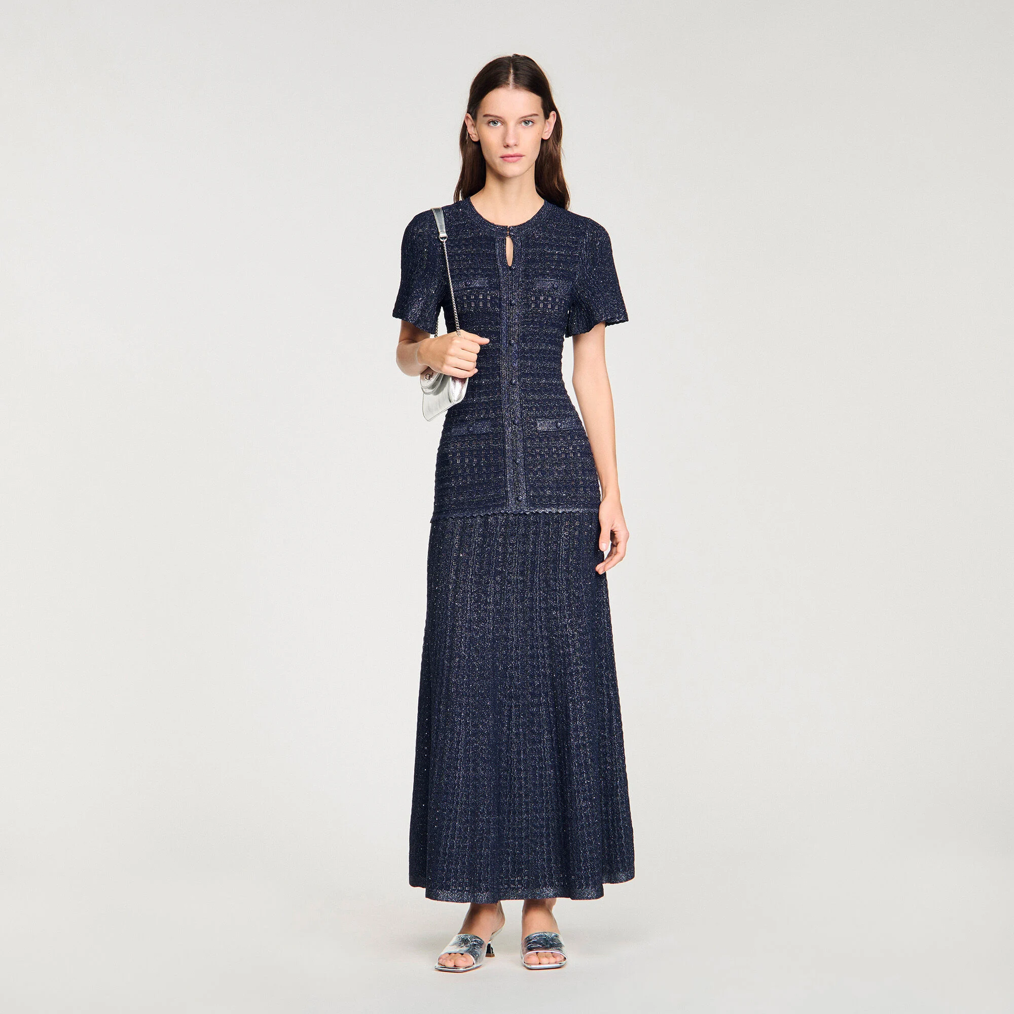 Robe maxi en maille strass