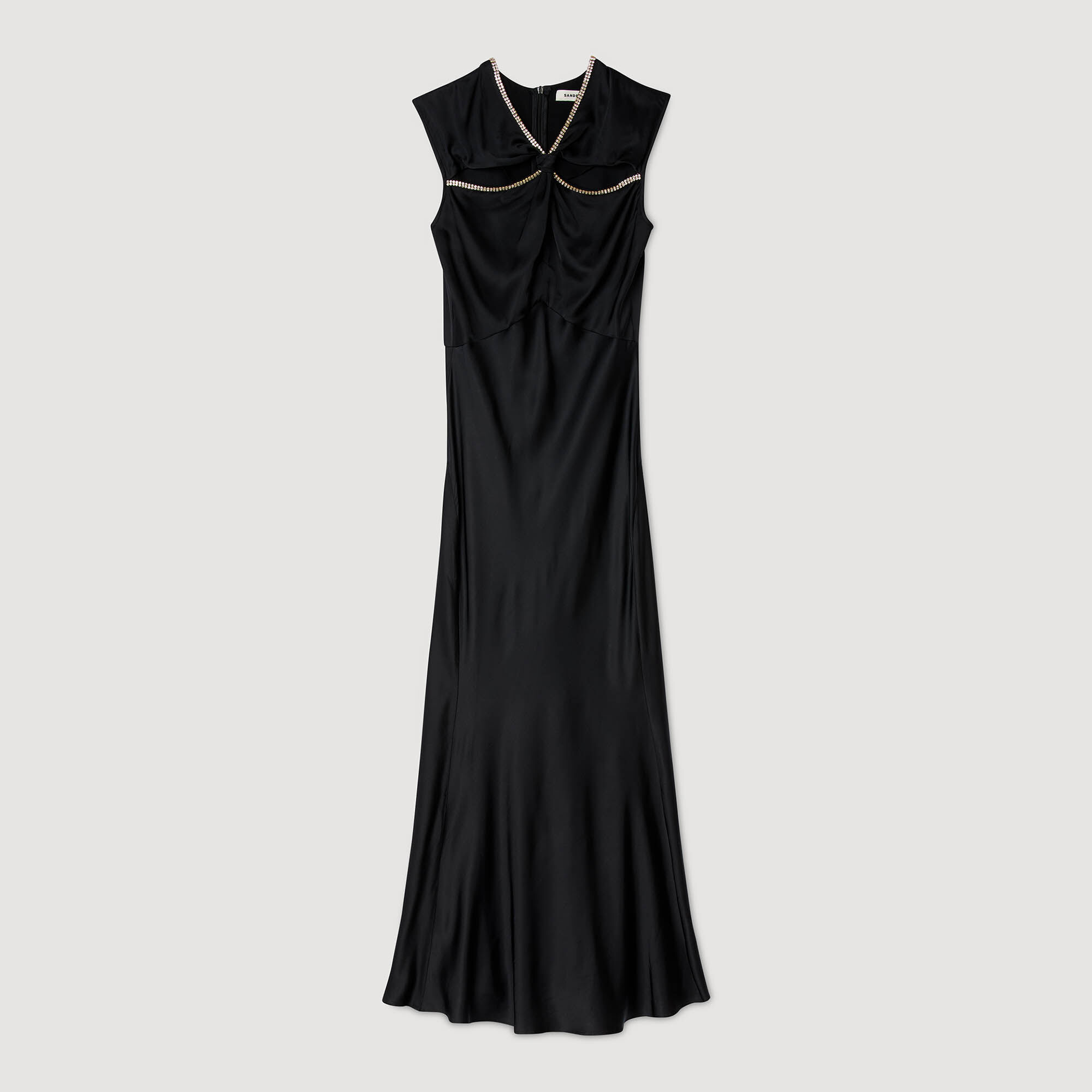 Robe longue en satin avec strass