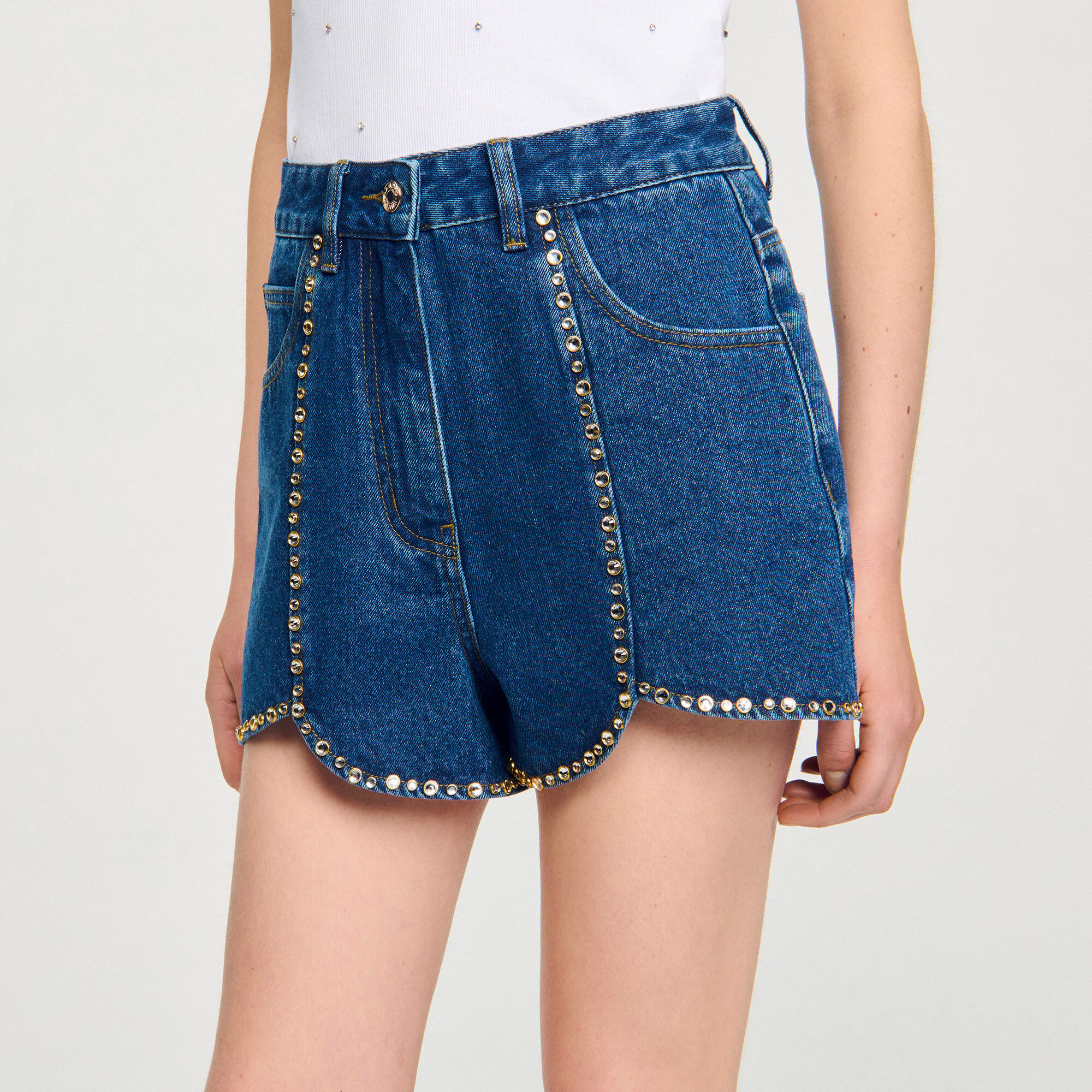 Shorts en denim strass
