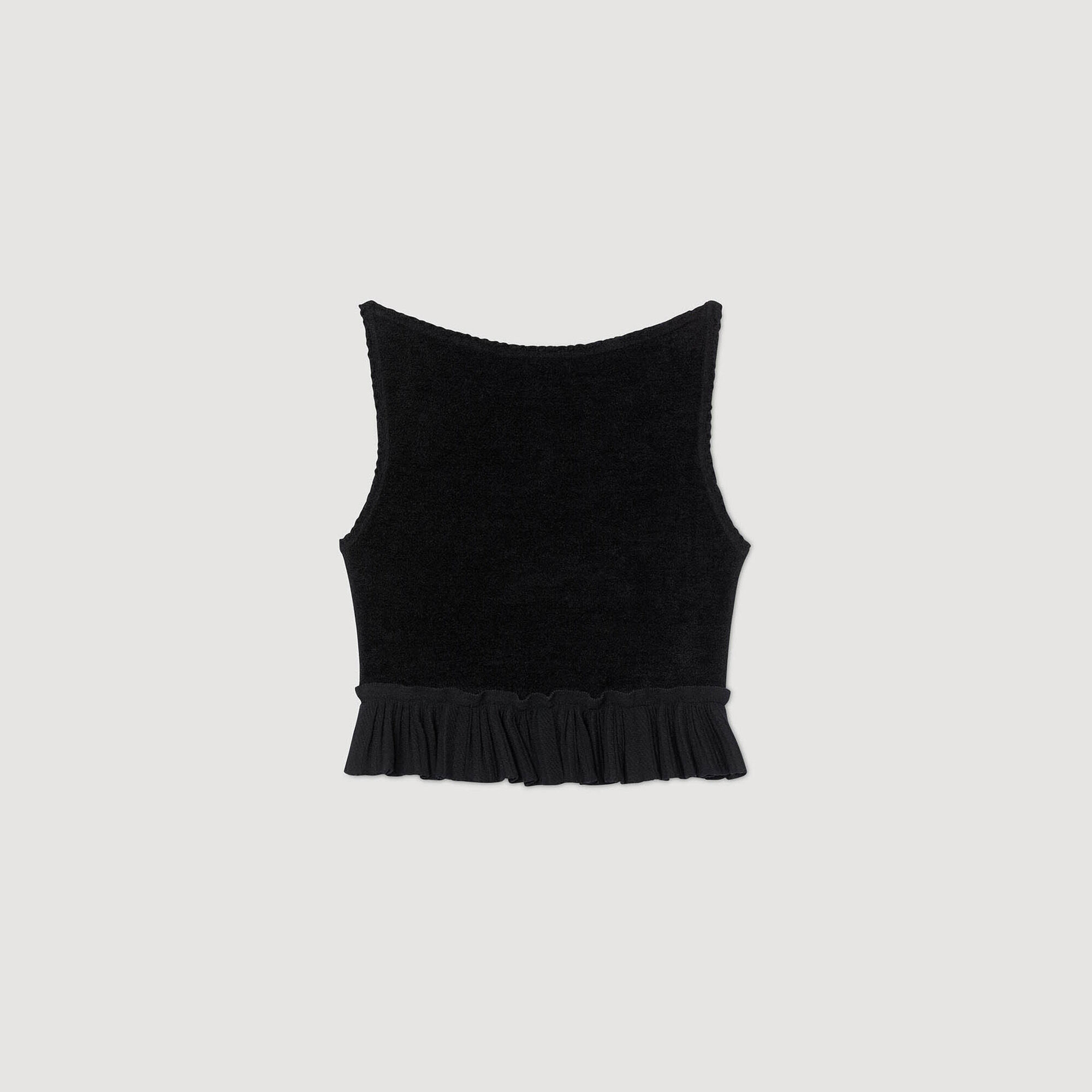 Haut crop en maille à volants