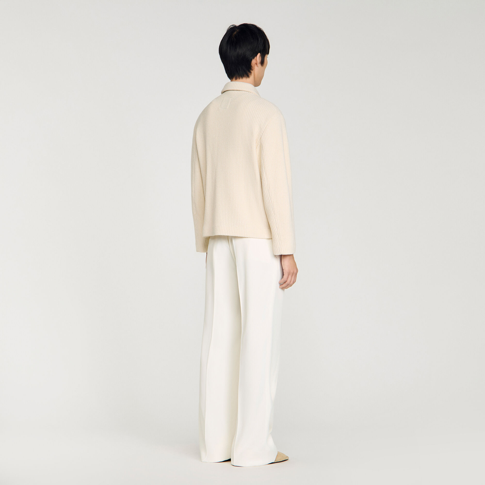Veste à effet tricot col droit
