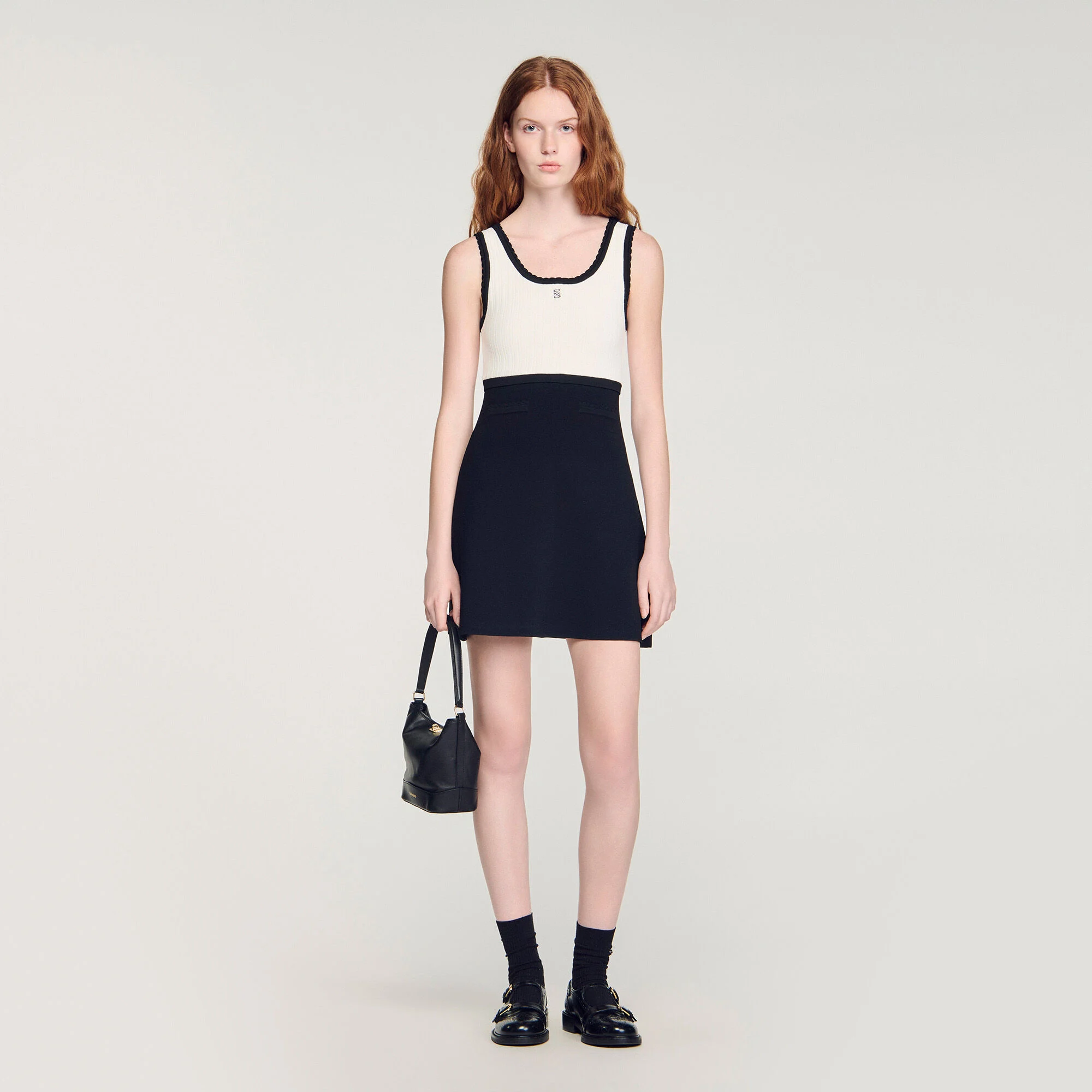 Robe mini en maille deux tons