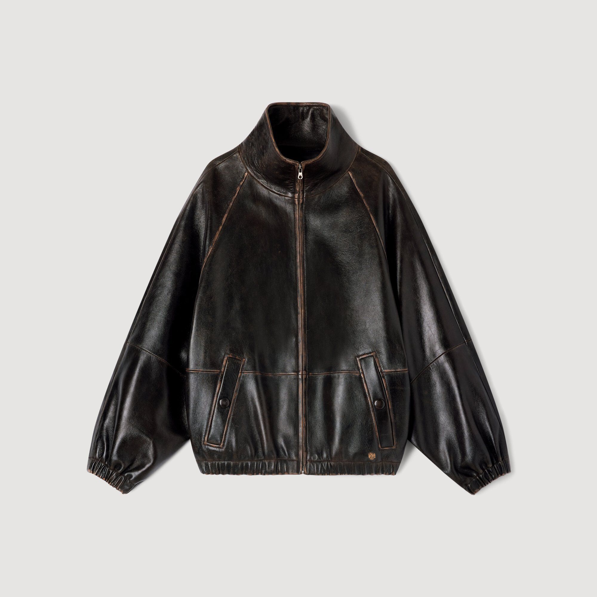 Veste en cuir vieilli