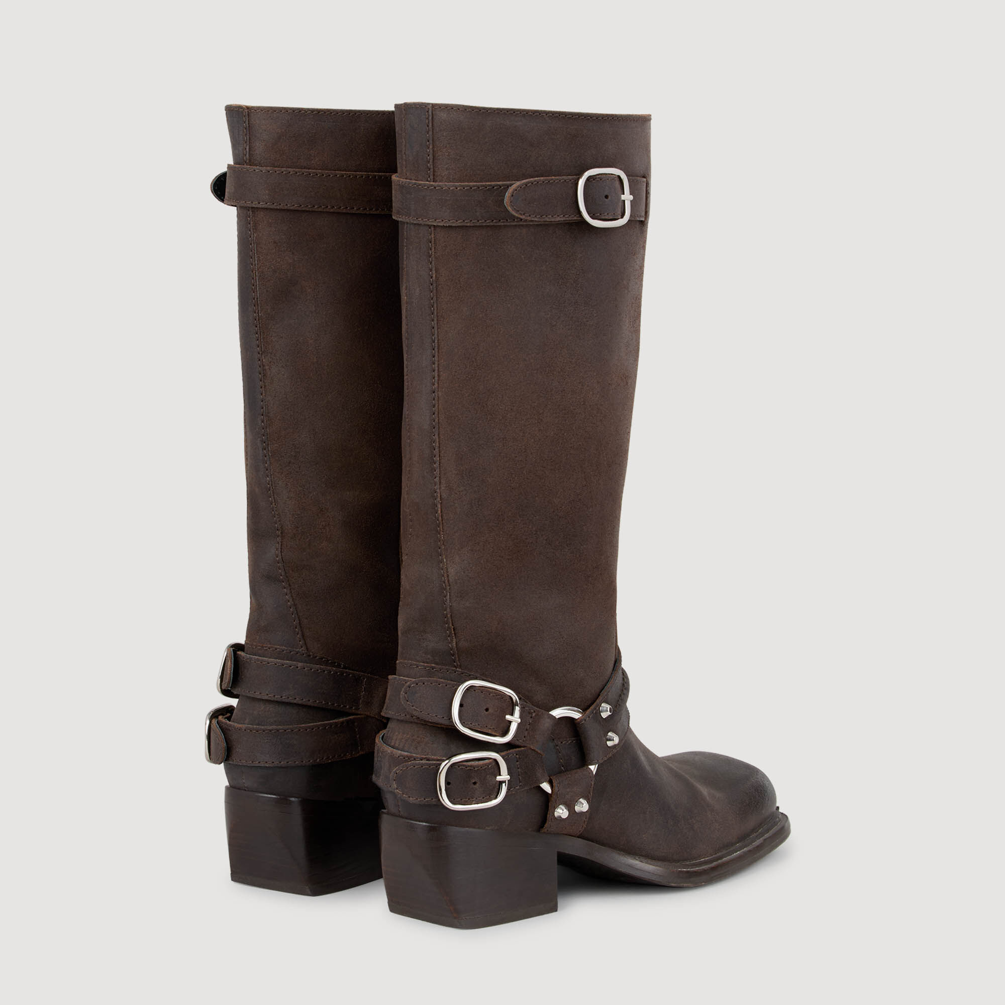 Bottes en cuir à boucle