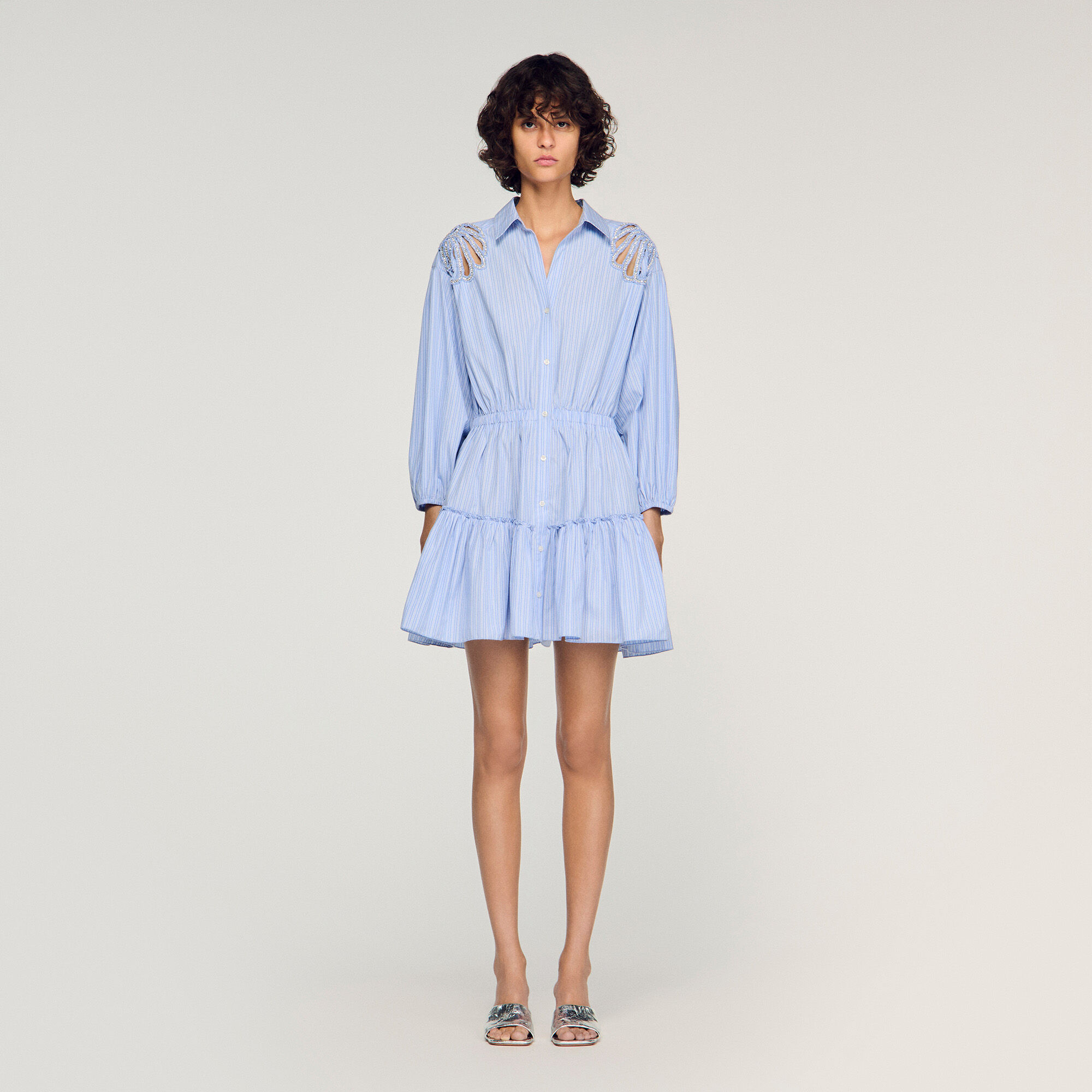 Robe en coton à rayures mini