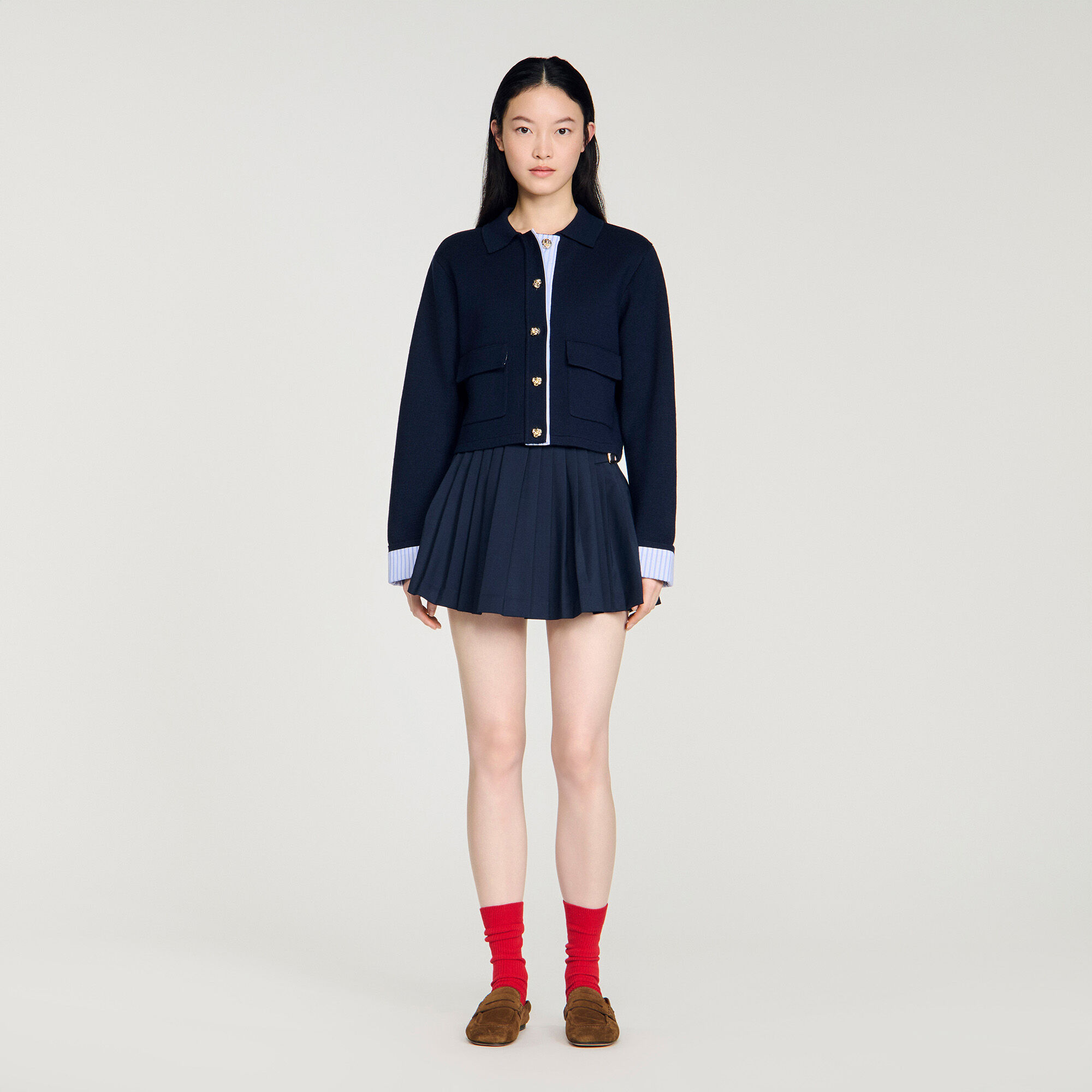 Cardigan en laine à col polo