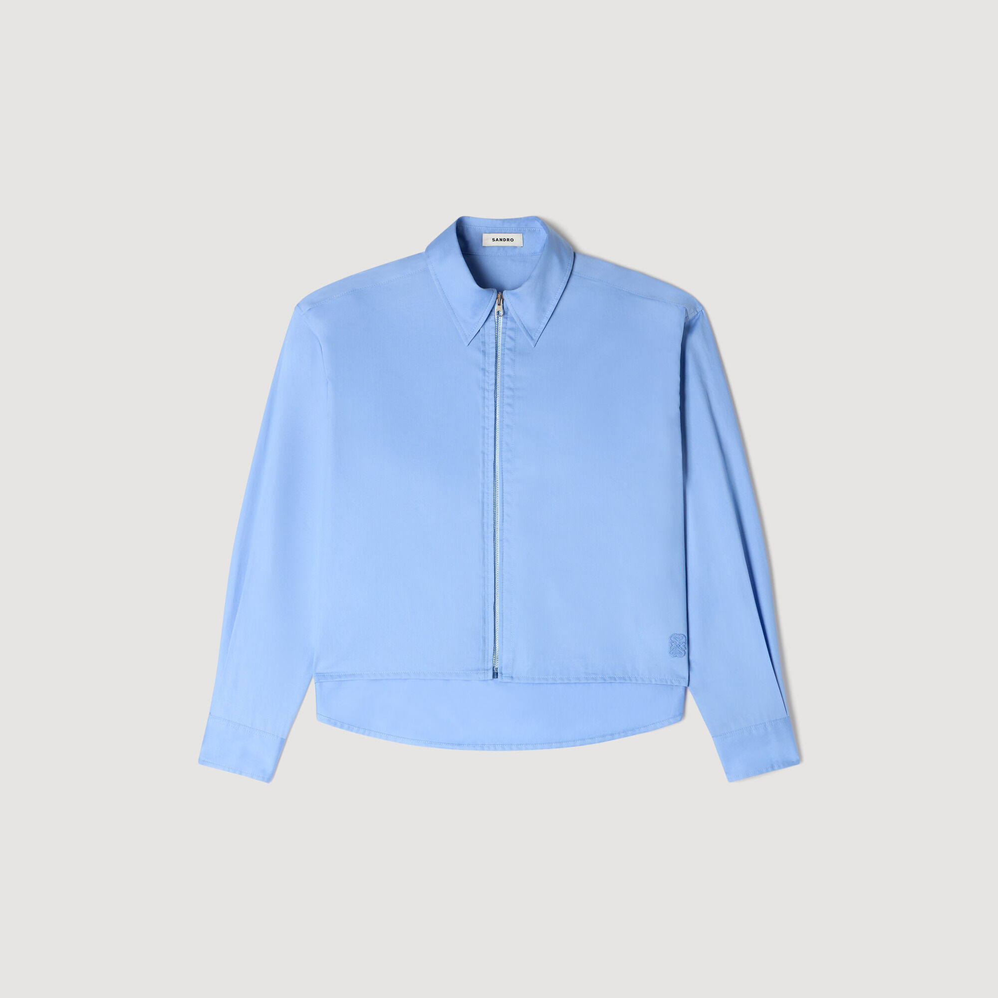 Chemise en coton à zip avec logo coupe courte