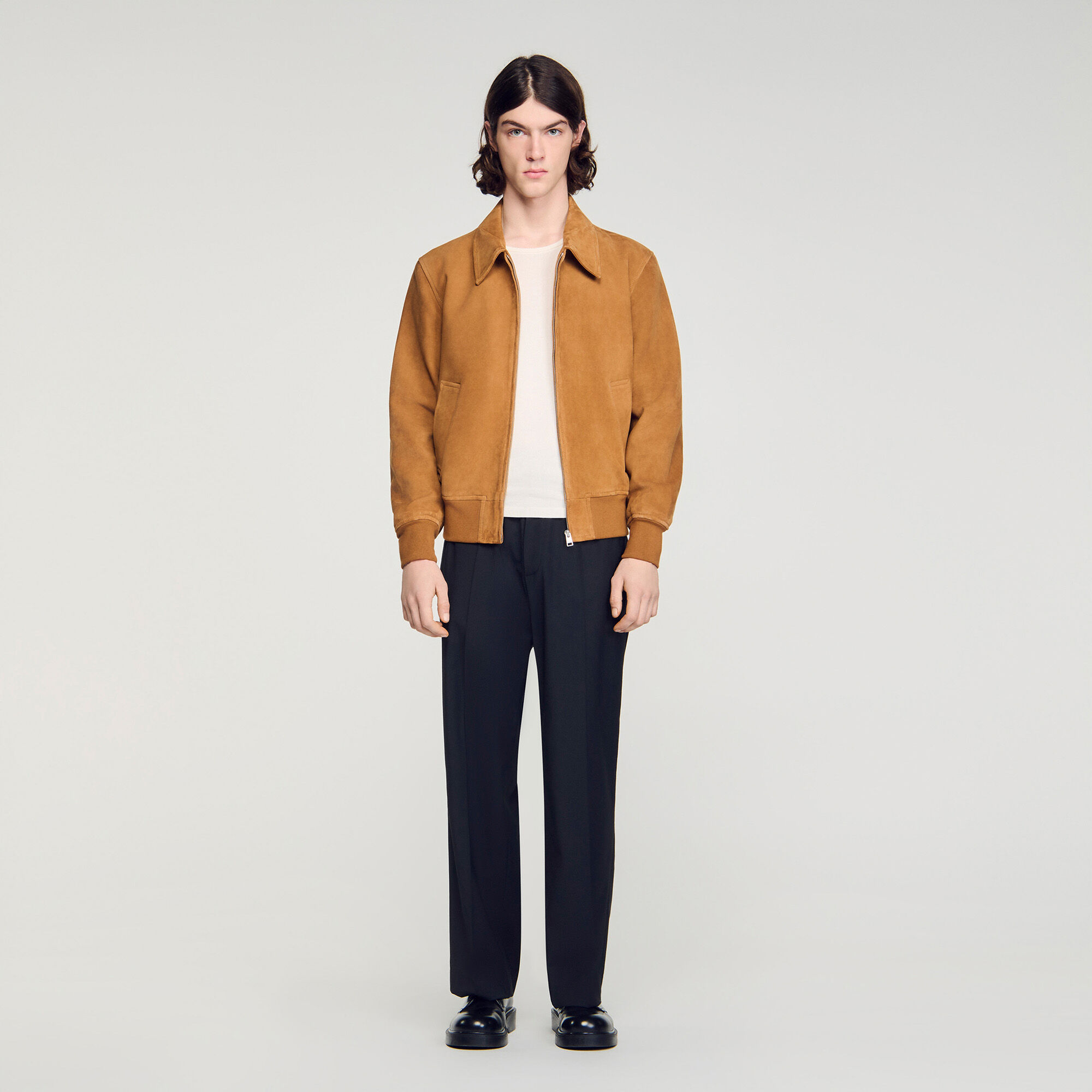 Veste en cuir de suedine