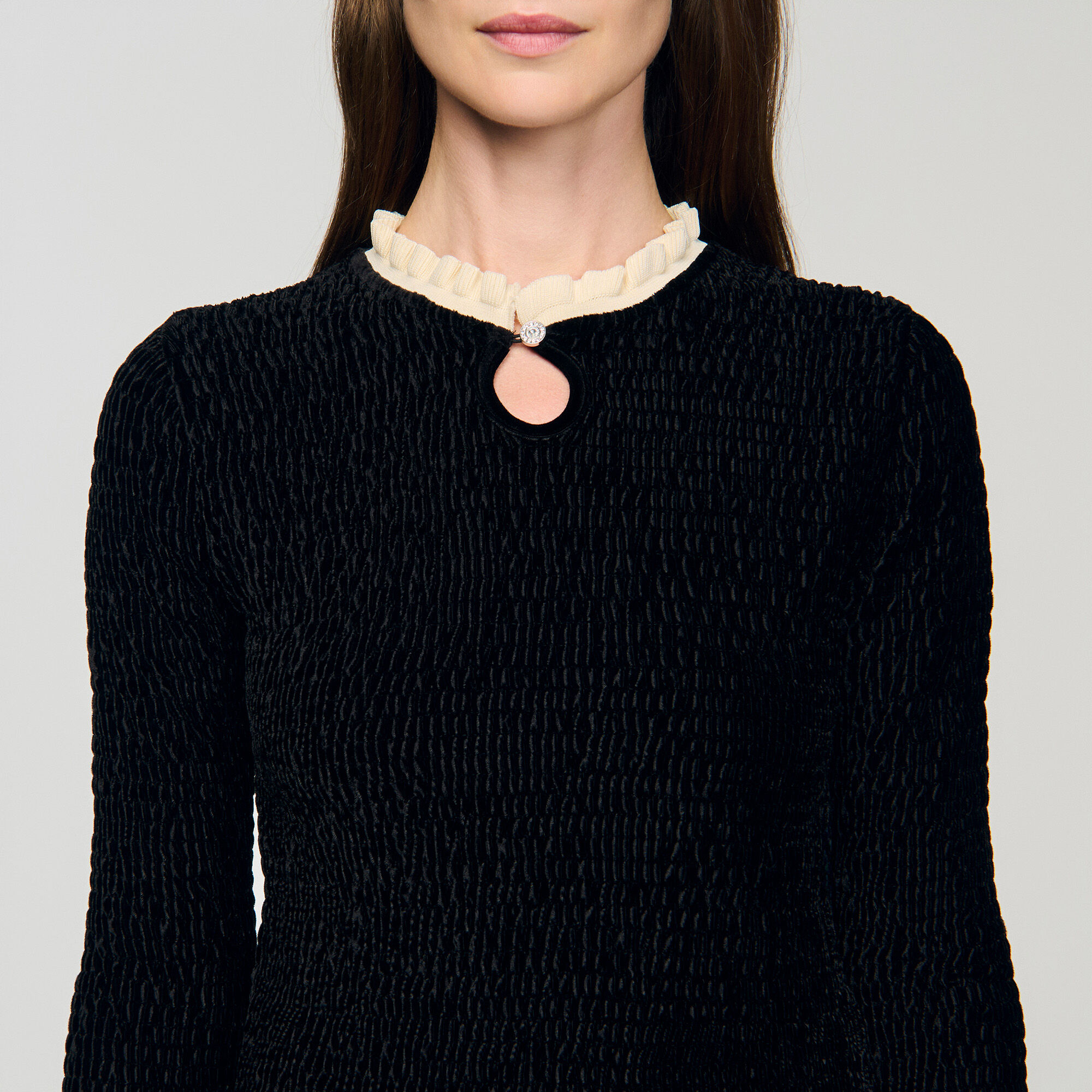Chemise à manches longues smockée