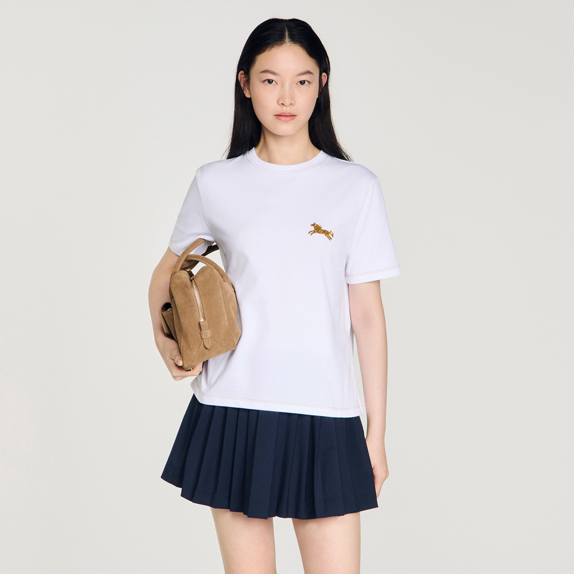 T-shirt en coton à broderie de cheval