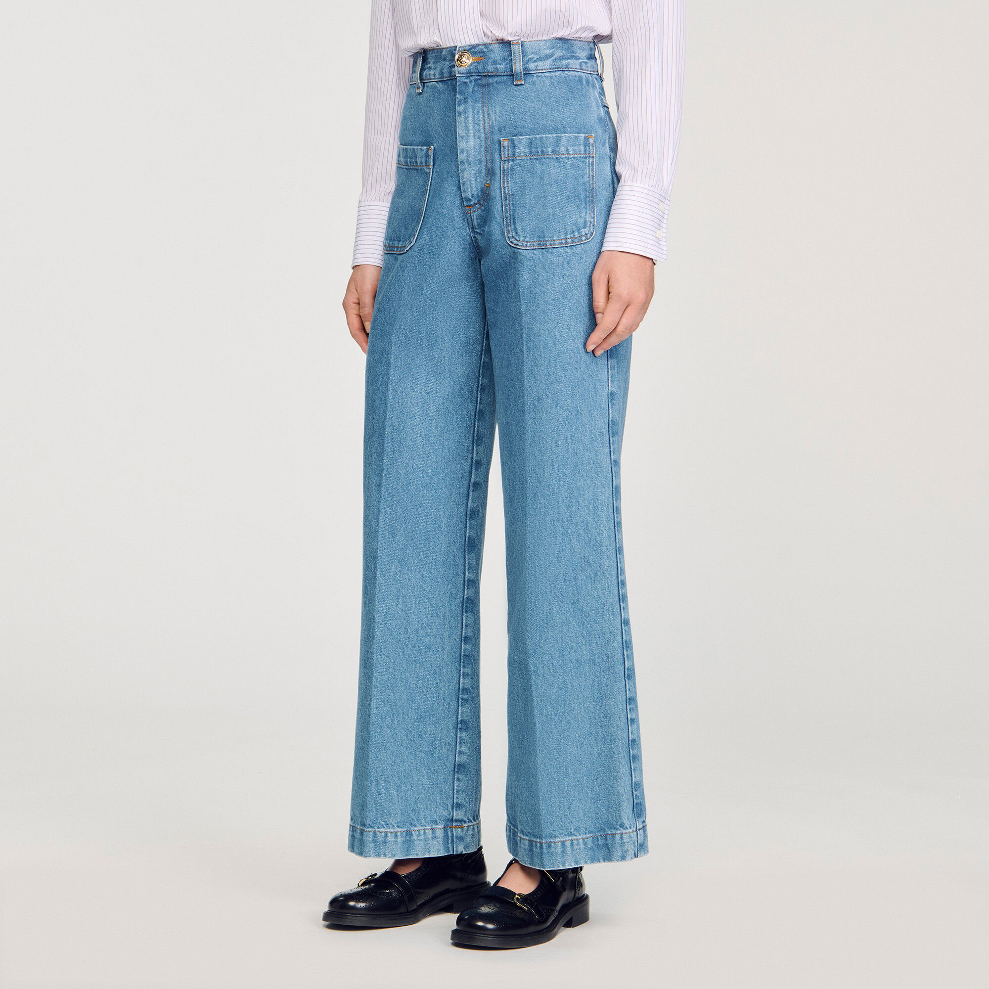Jean à jambe large taille haute