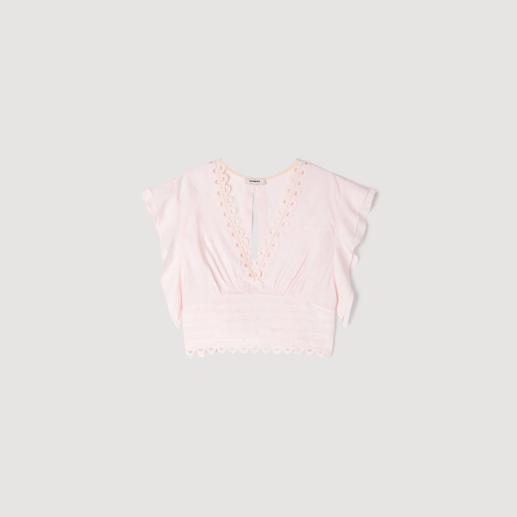 Haut crop en jacquard floral