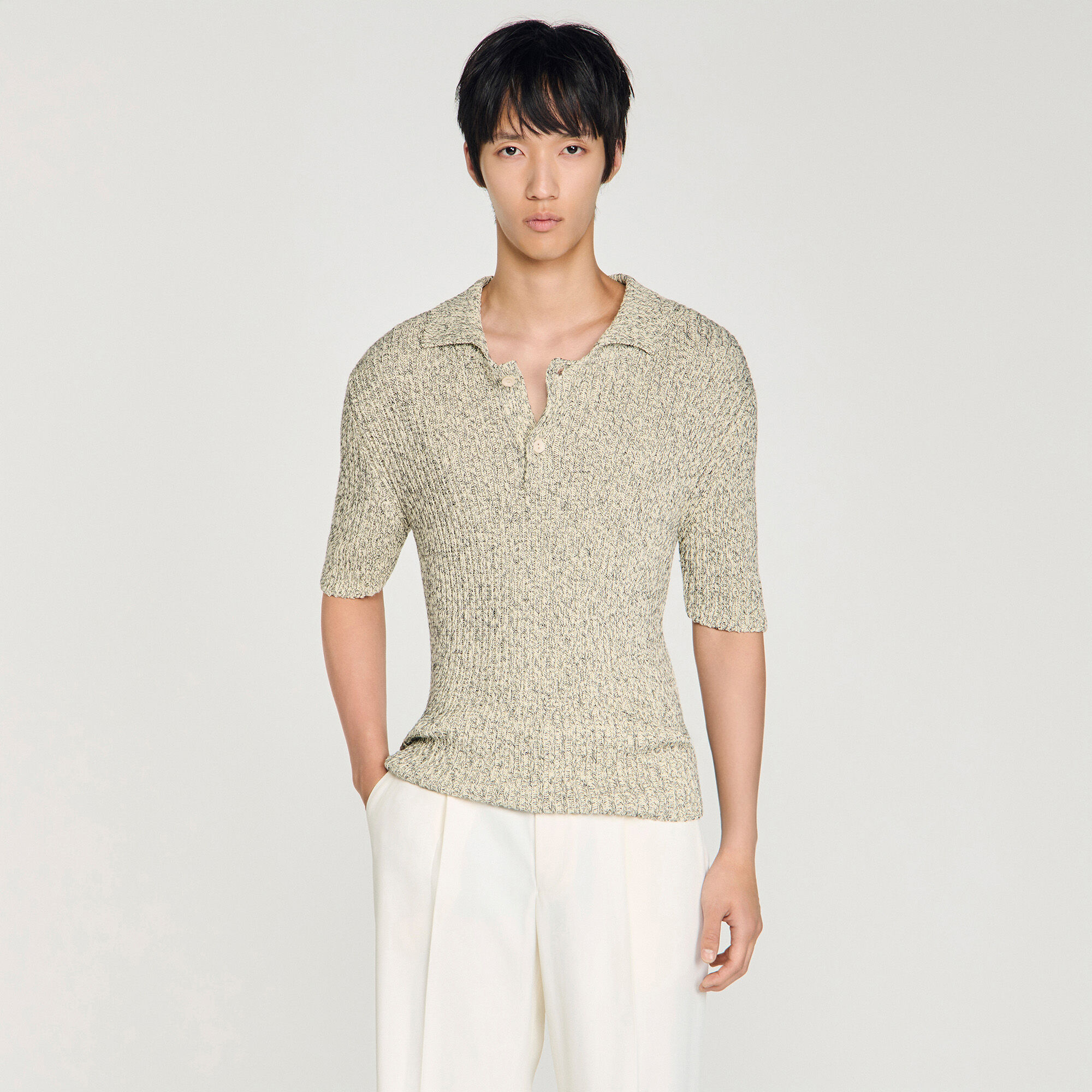Pull-over en coton à motif marl