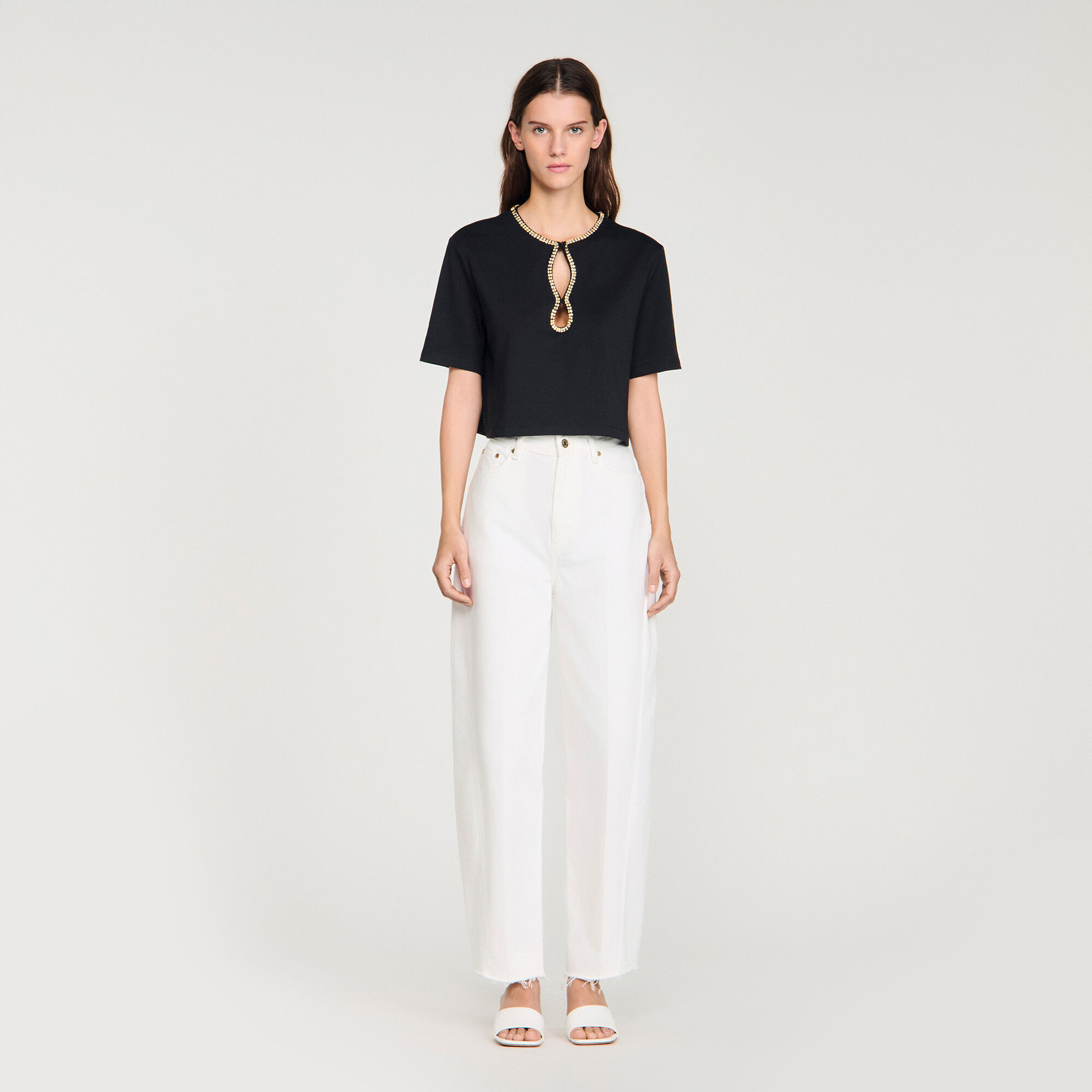 T-shirt cropped strass