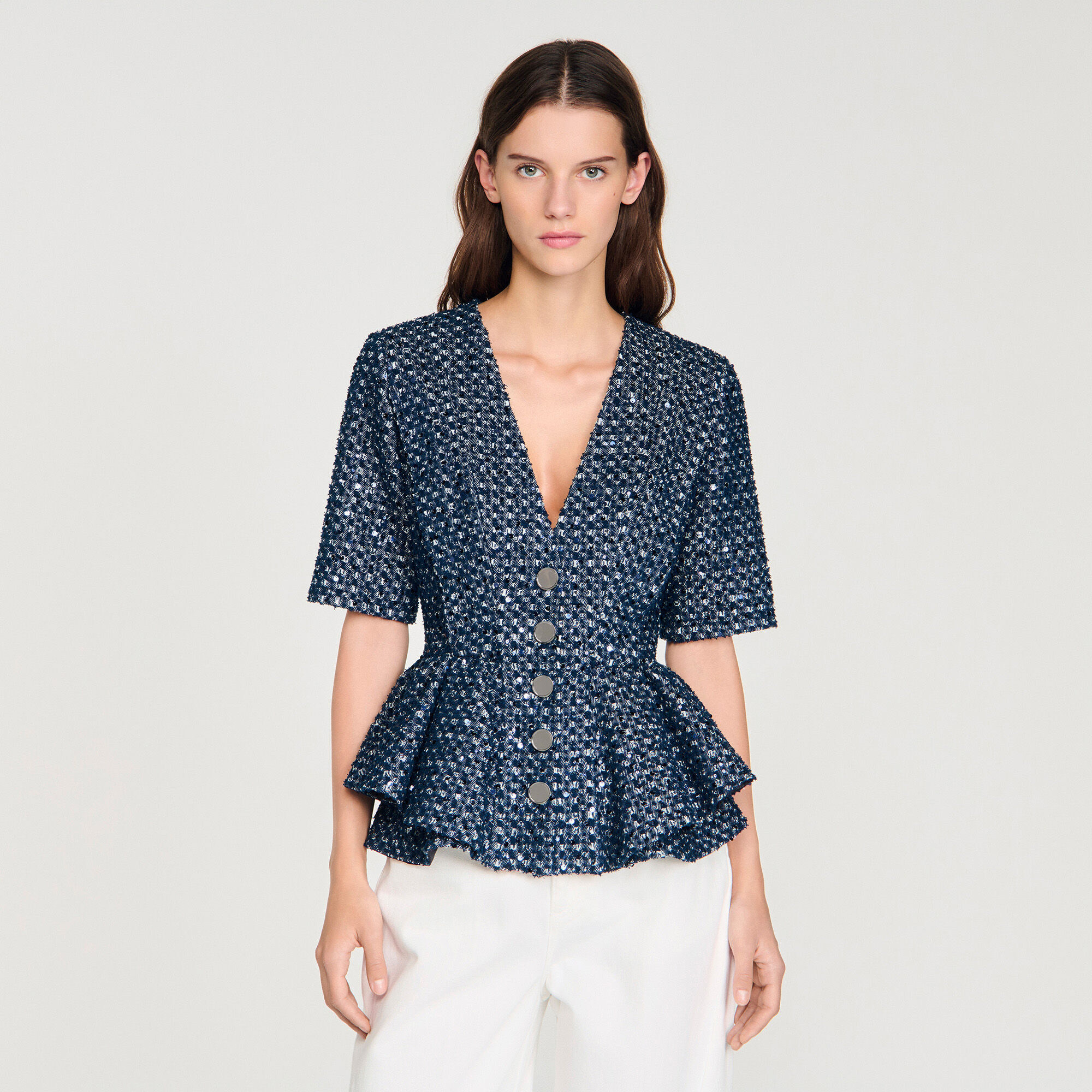 Haut à effet sequins avec volant