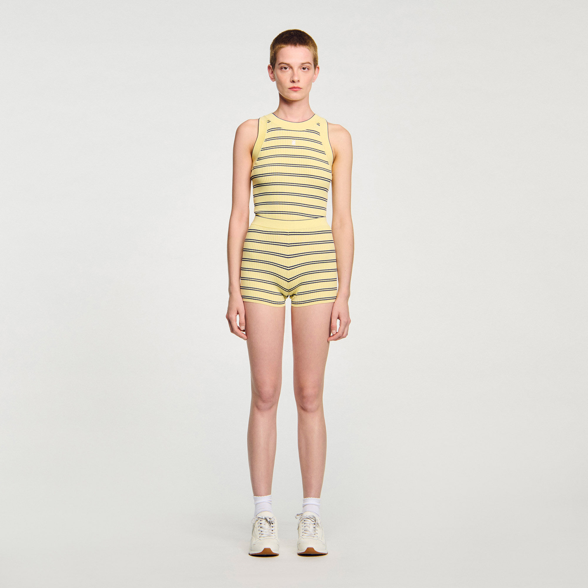 Shorts en maille rayée
