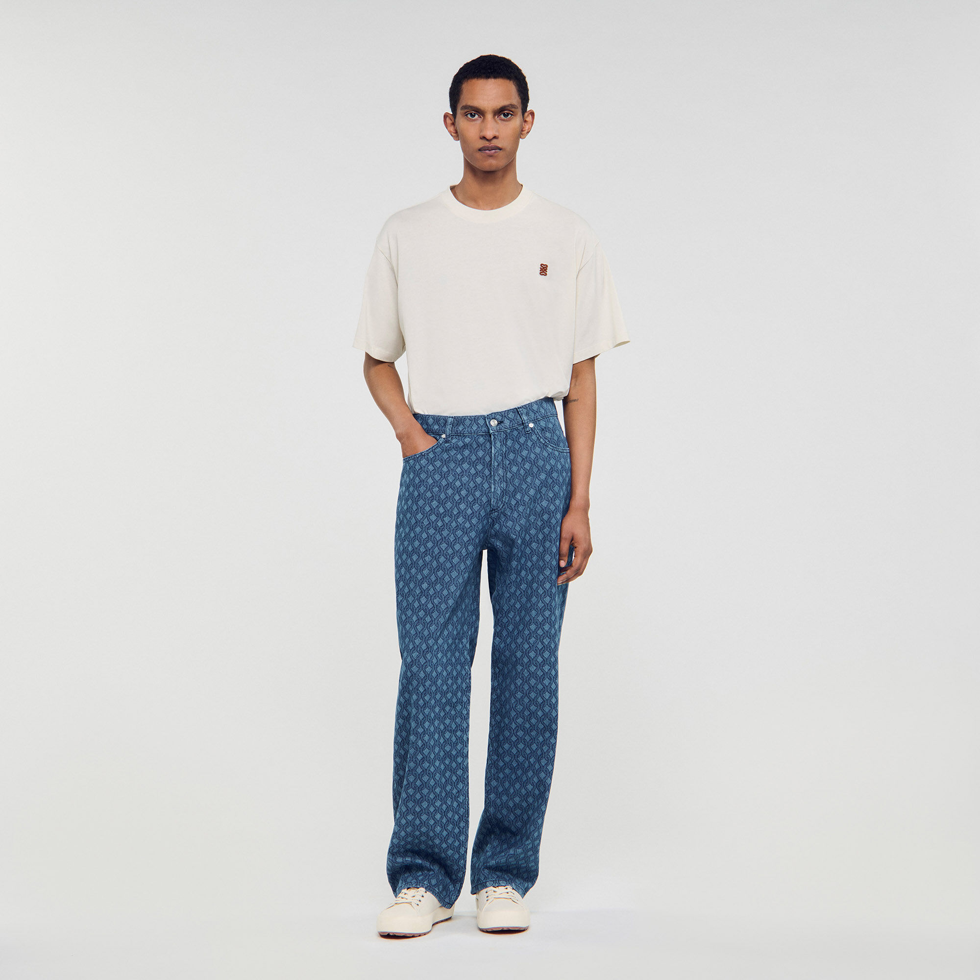 Jean slim à motif corde