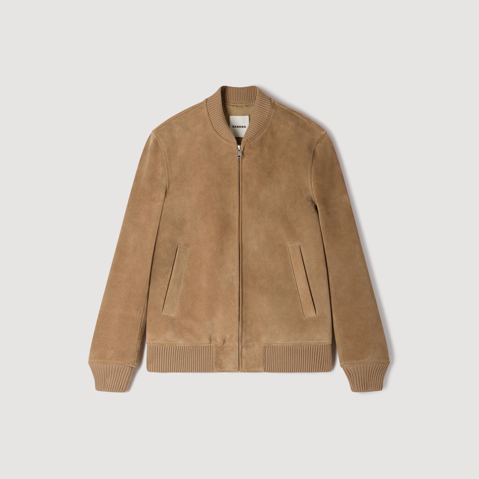 Veste en daim à fermeture éclair et fente