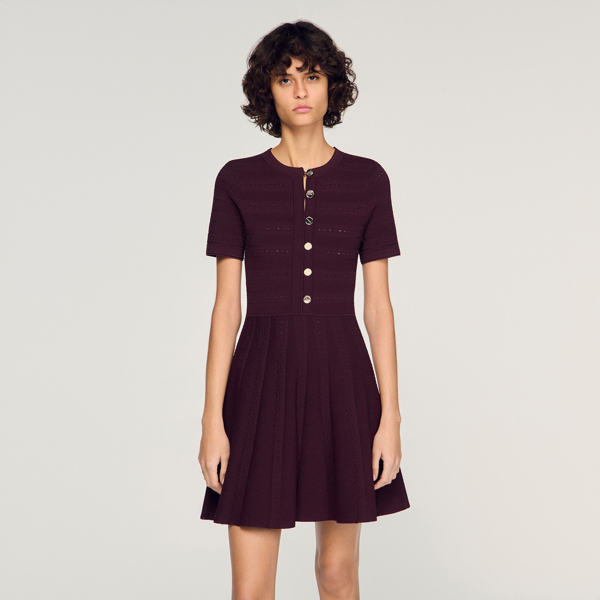 Robe mini tricot imprimée fleurie