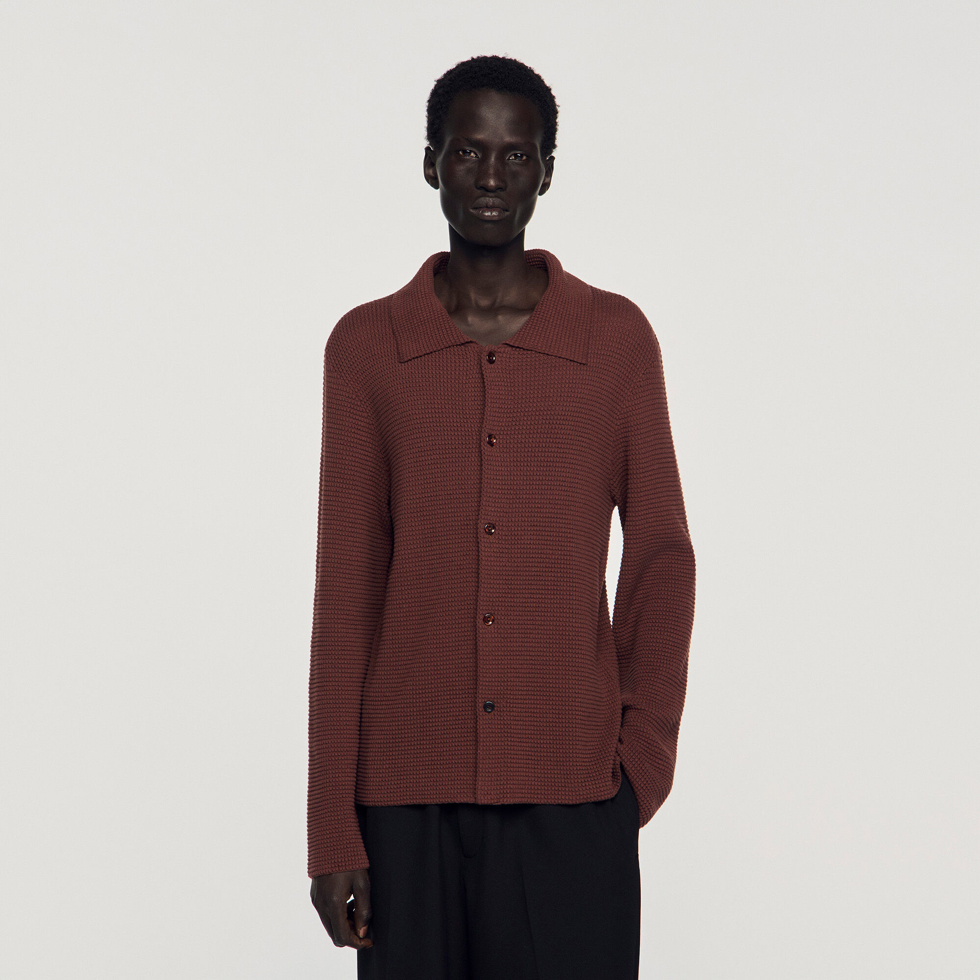 Chemise en maille waffle