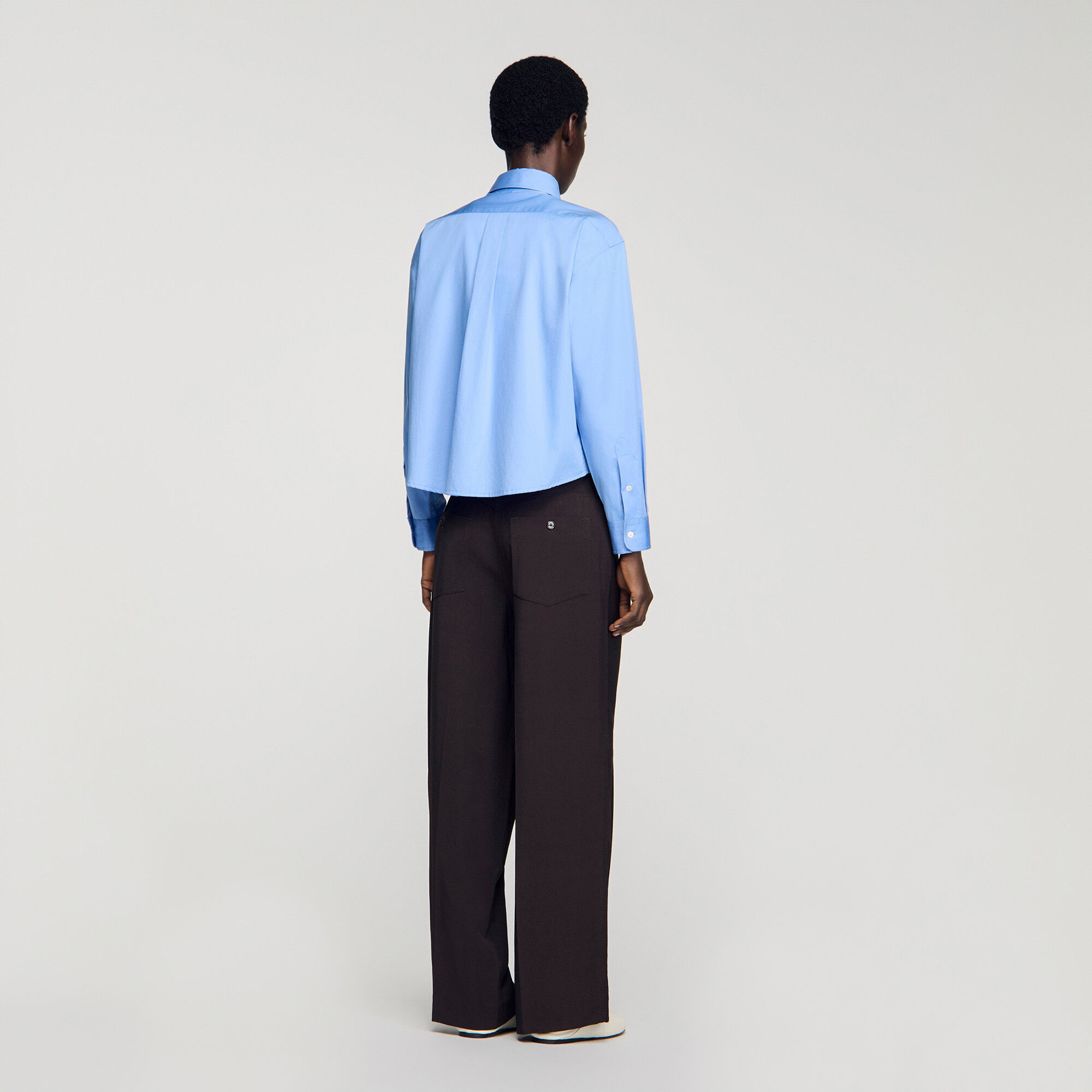 Chemise en coton à zip avec logo coupe courte