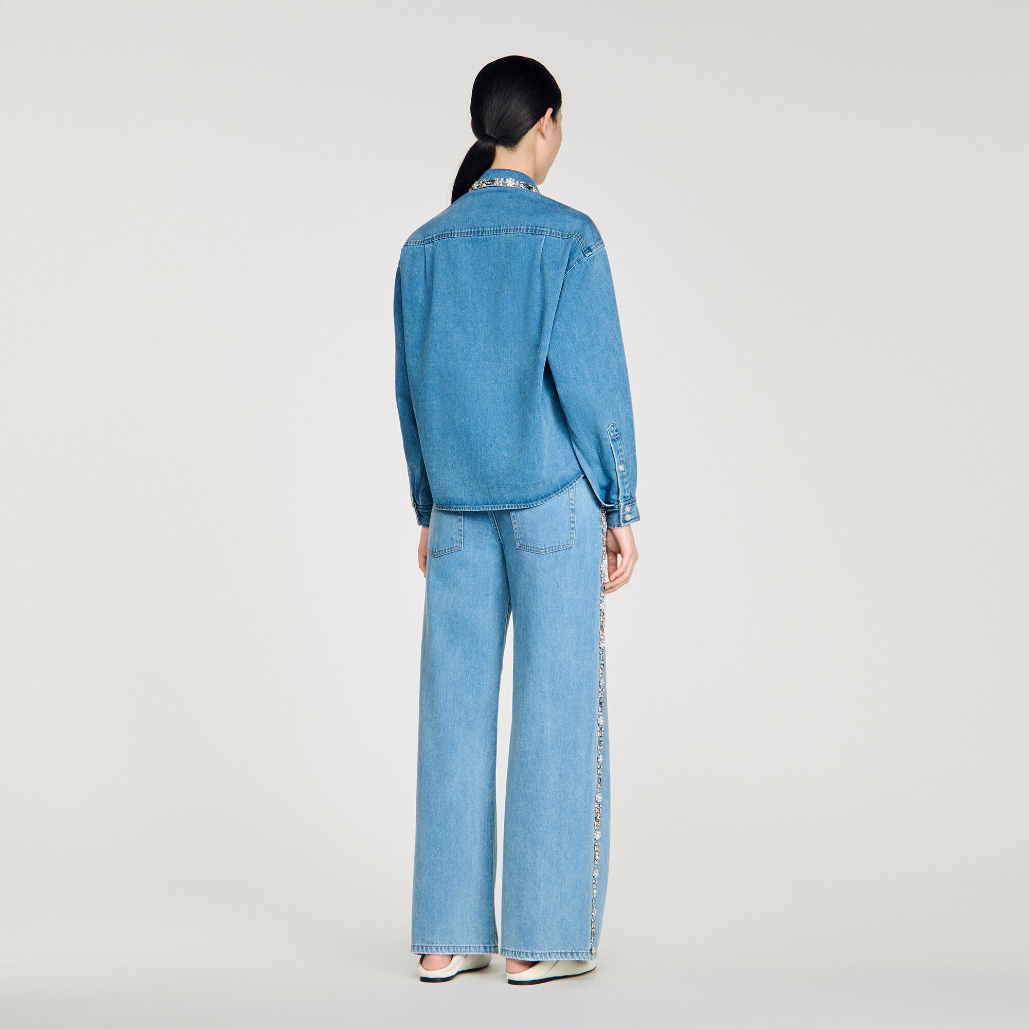 Chemise en denim avec strass