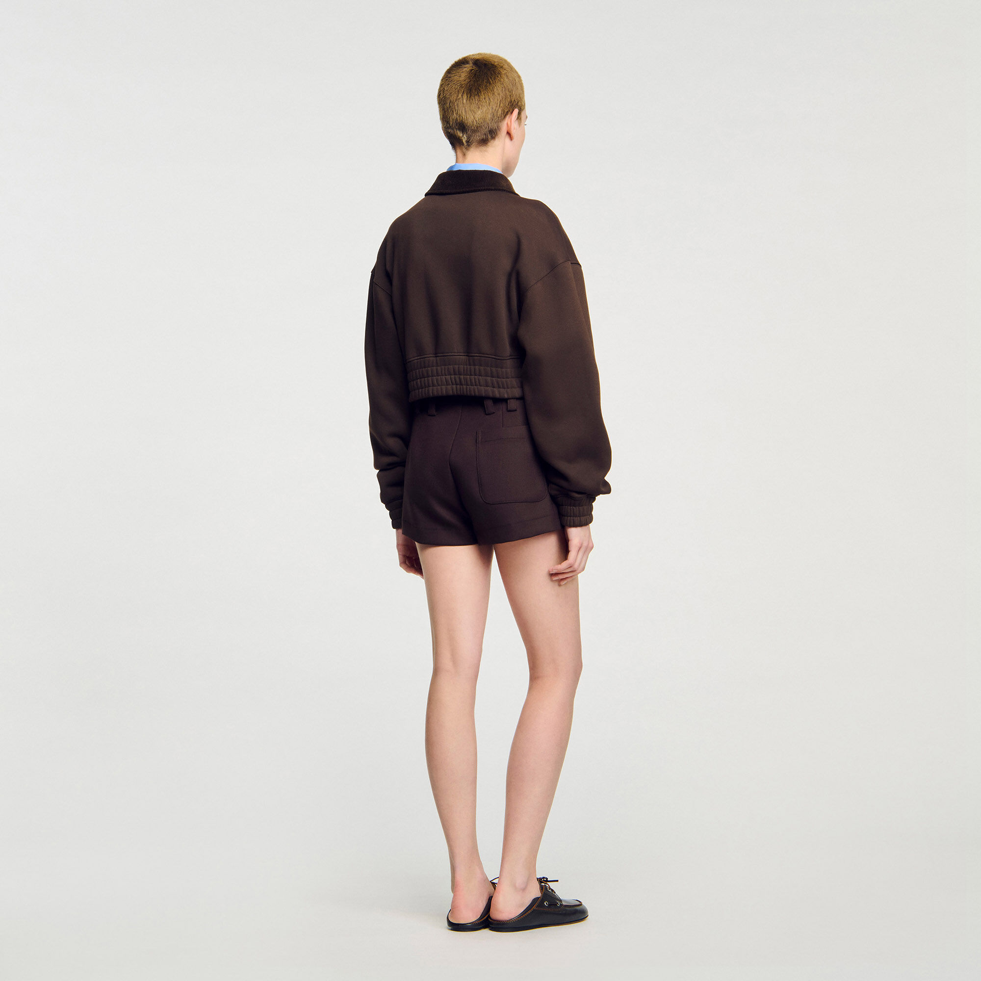 Veste courte en deux tissus