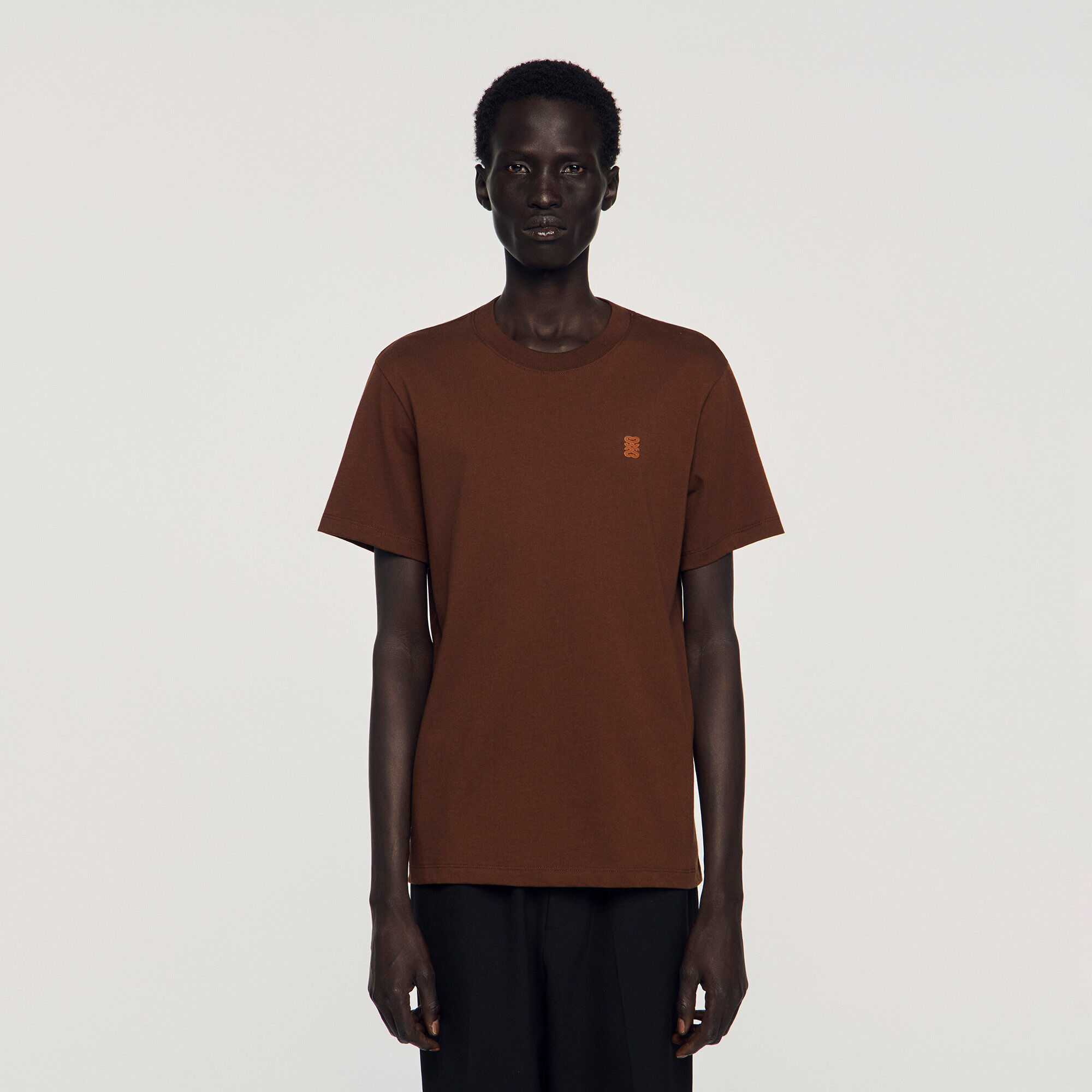 T-shirt en cuir avec logo