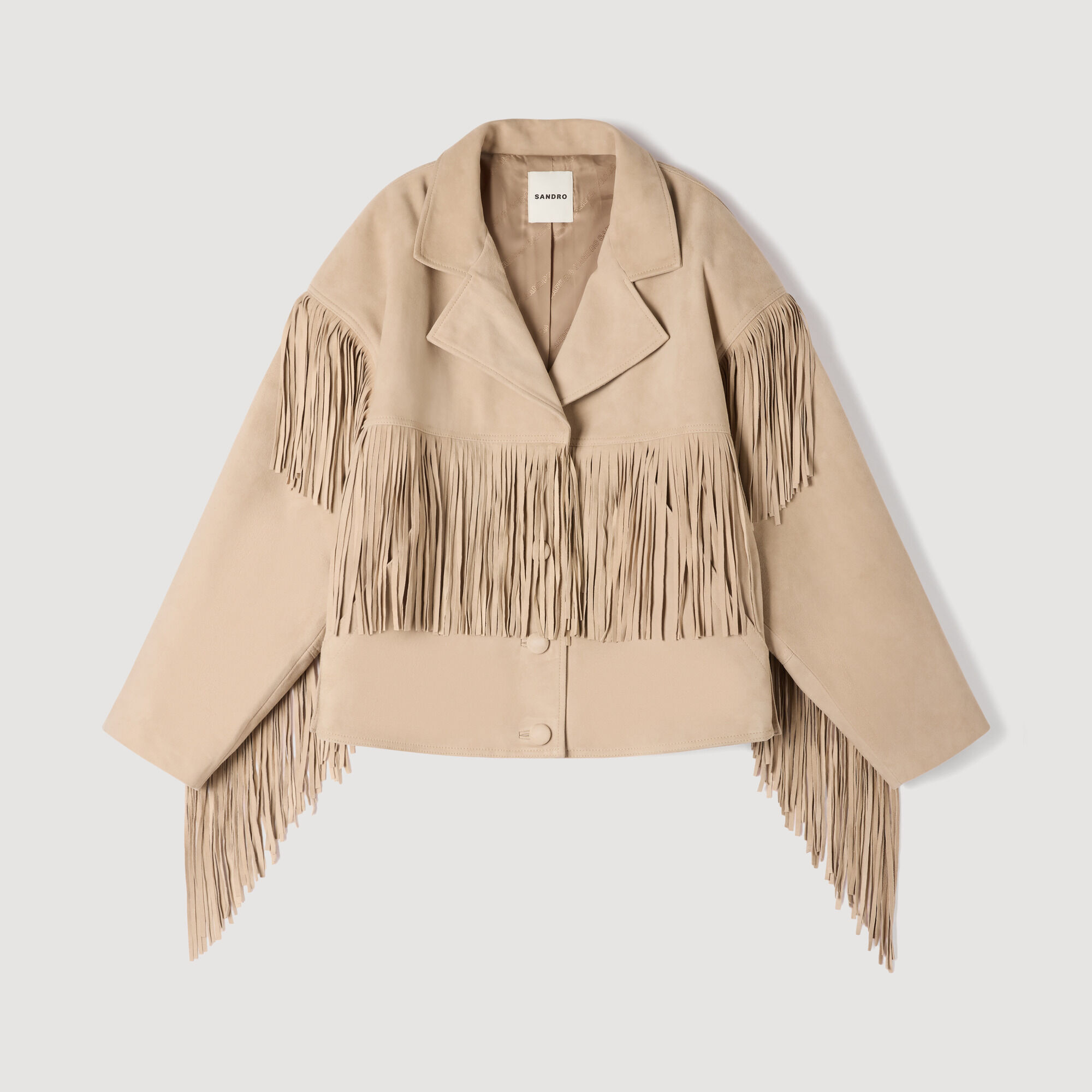 Veste en daim frangée