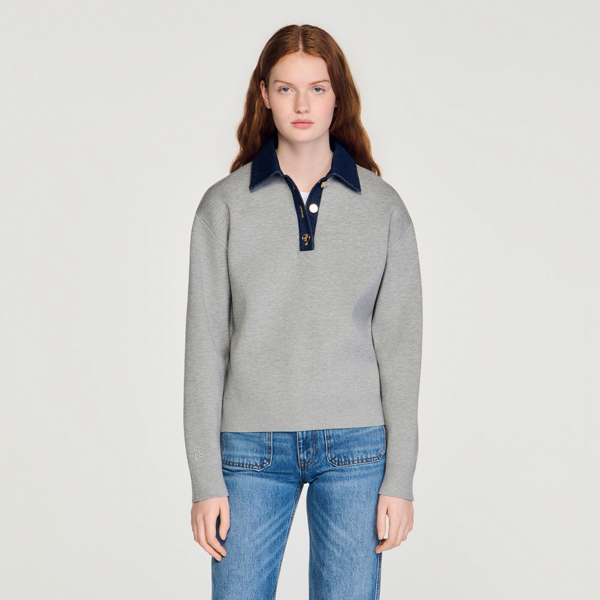 Pull à col en denim