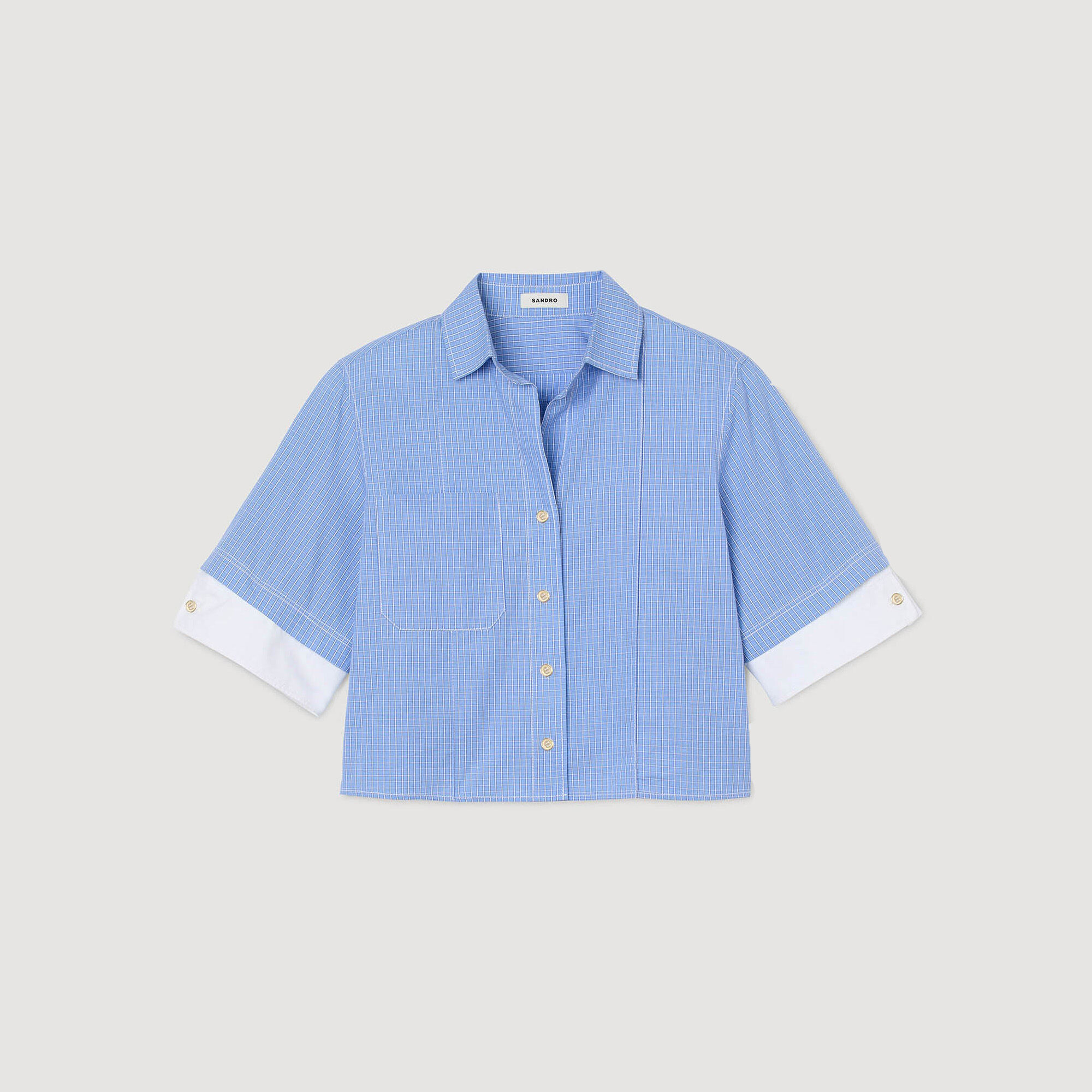 Chemise courte à petits carreaux