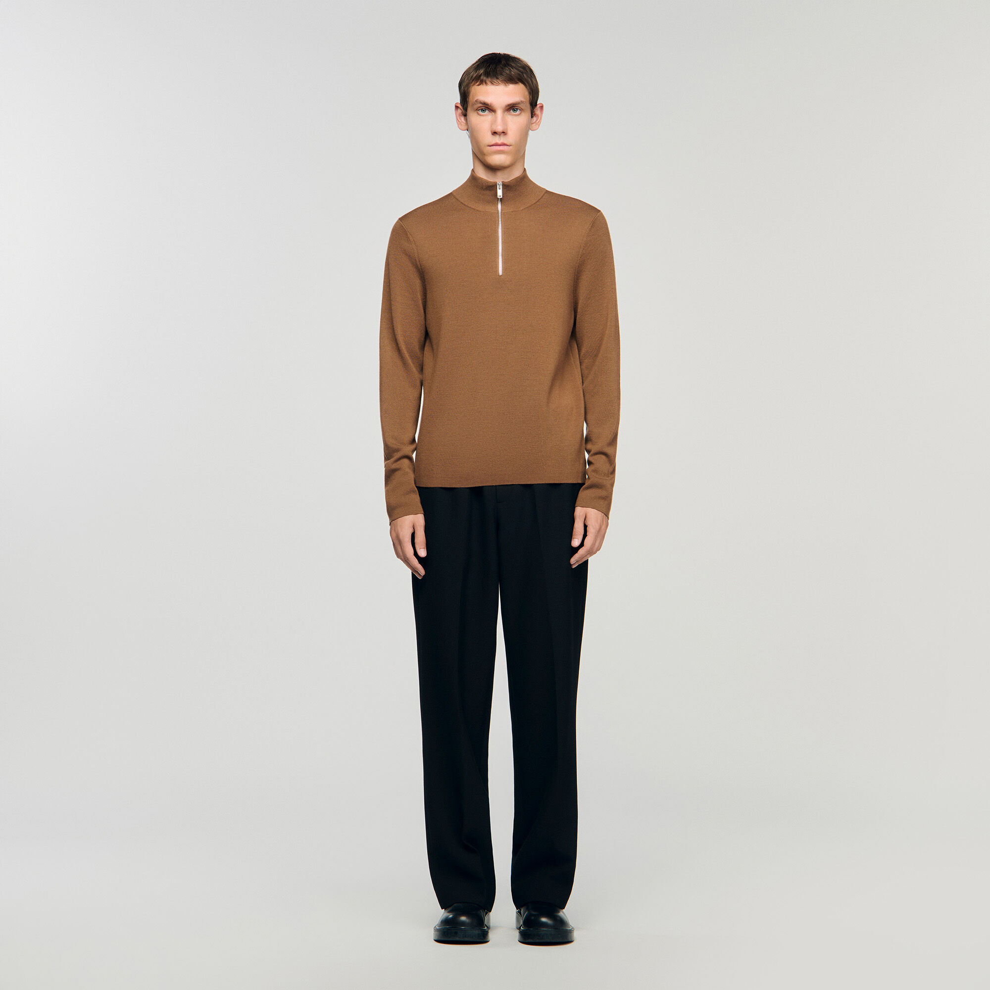 Pull en laine avec col à fermeture éclair
