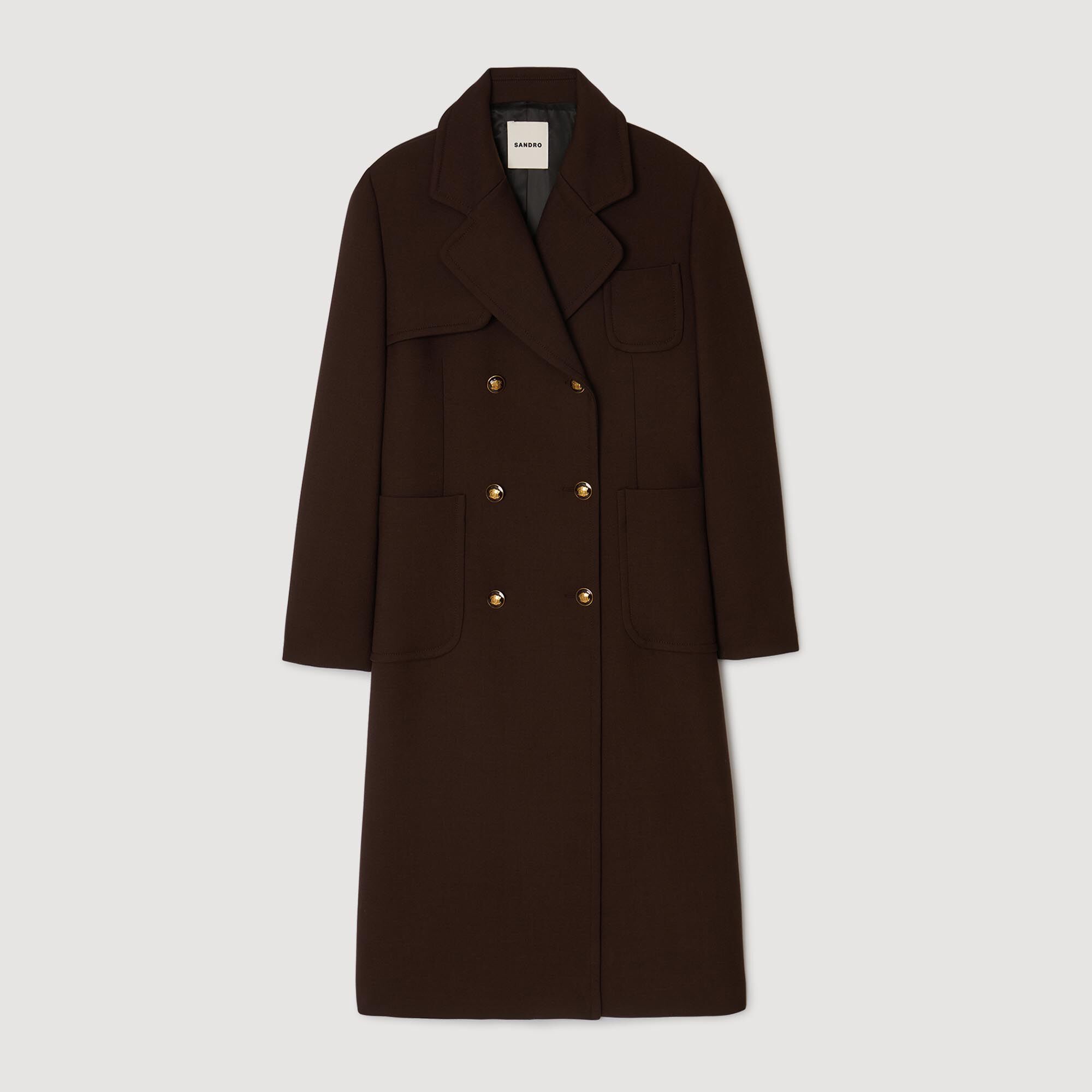 Manteau long structuré à deux boutonnages