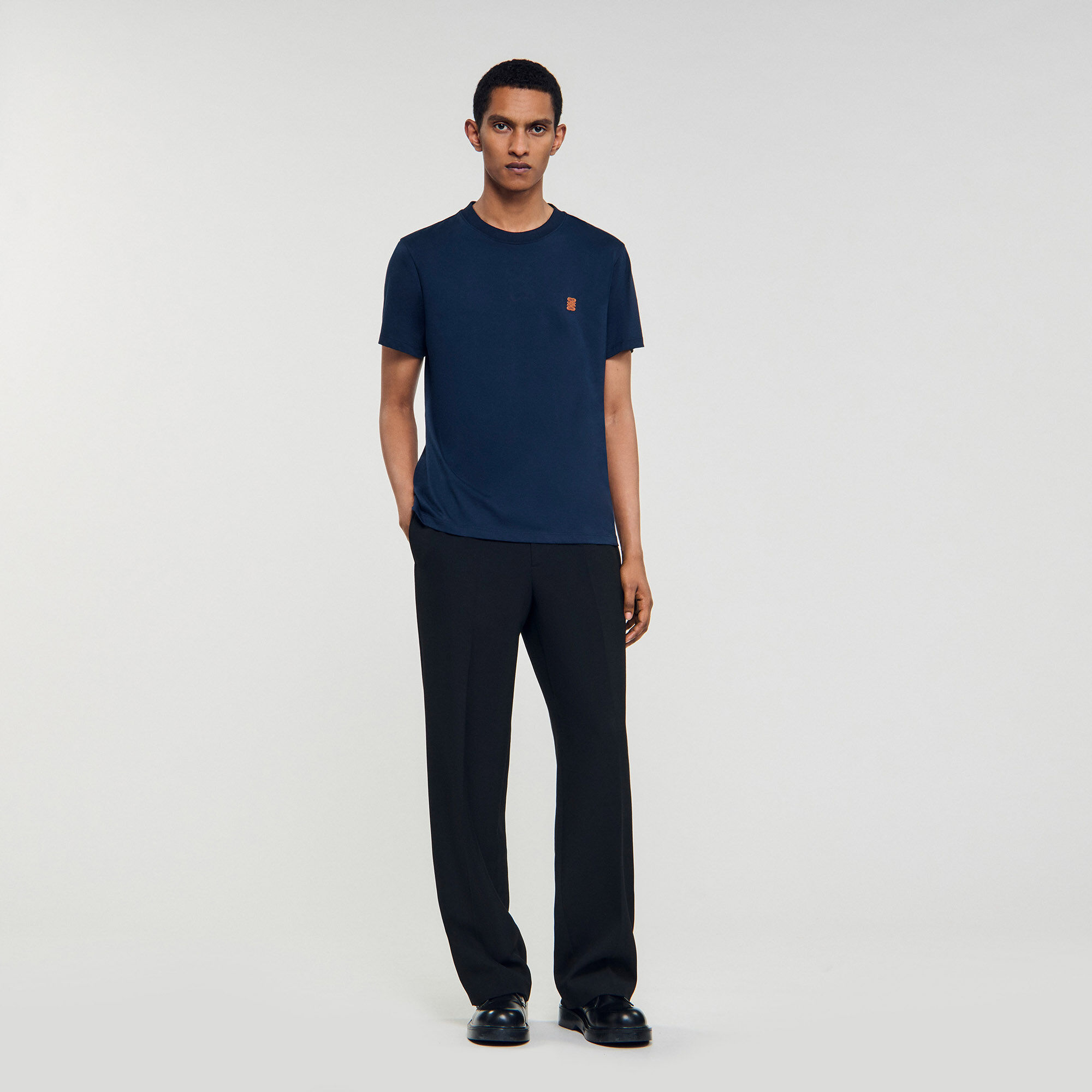 T-shirt en coton avec logo en cuir