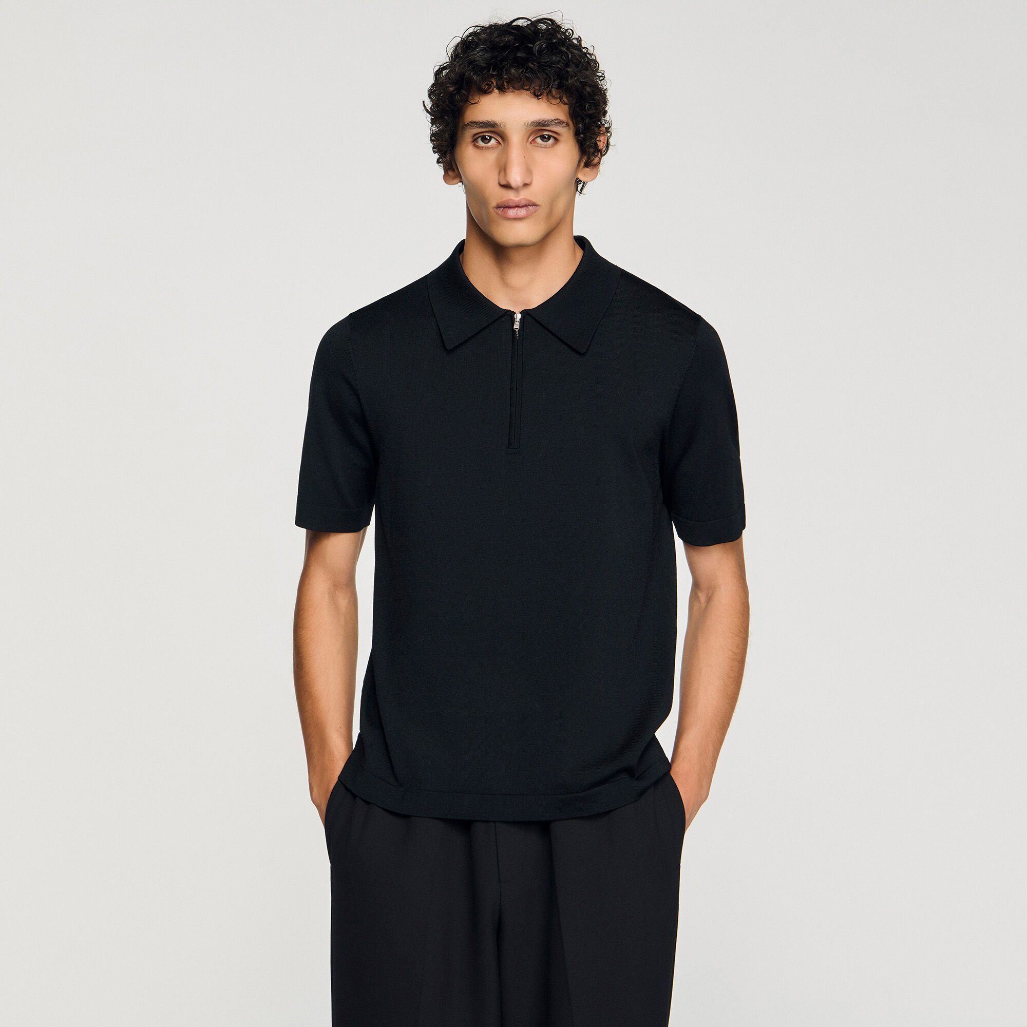 Polo tricot à col à glissière