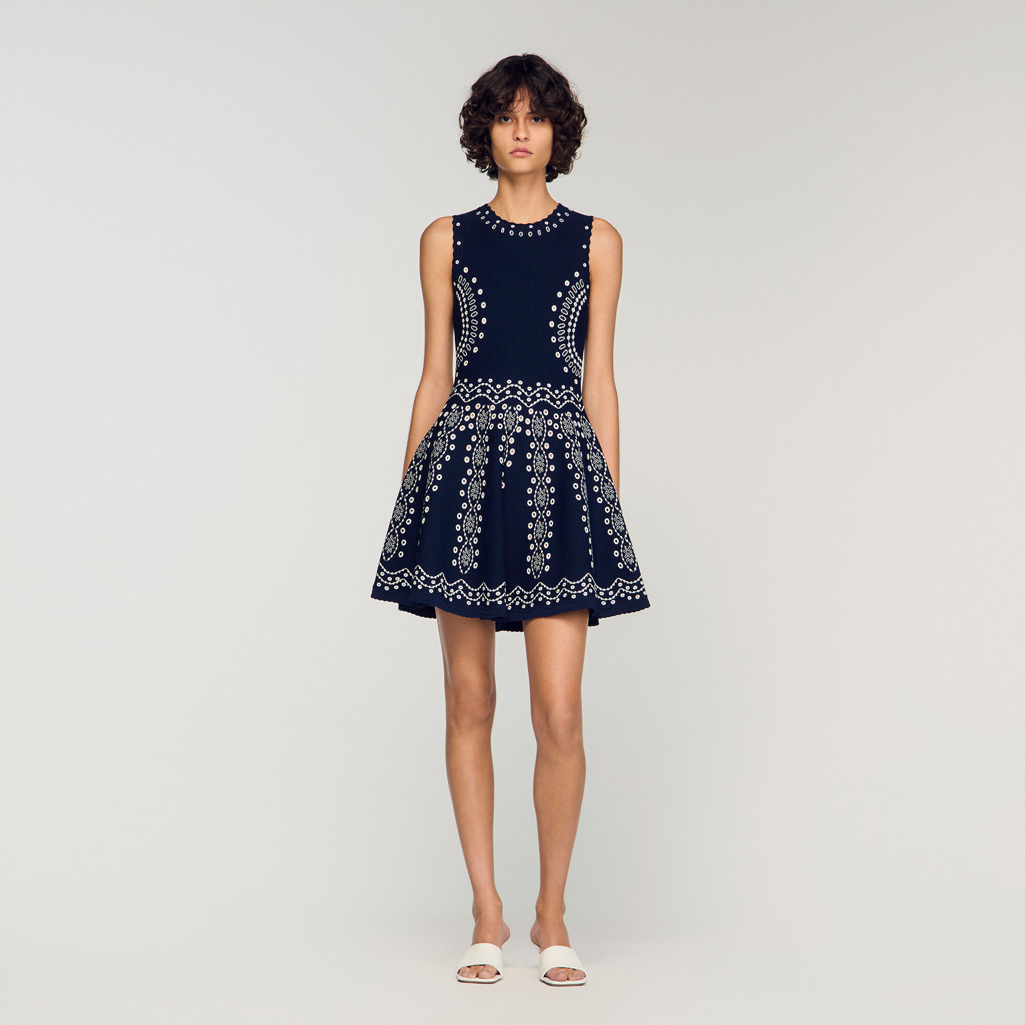 Robe mini tricot imprimée écharpe