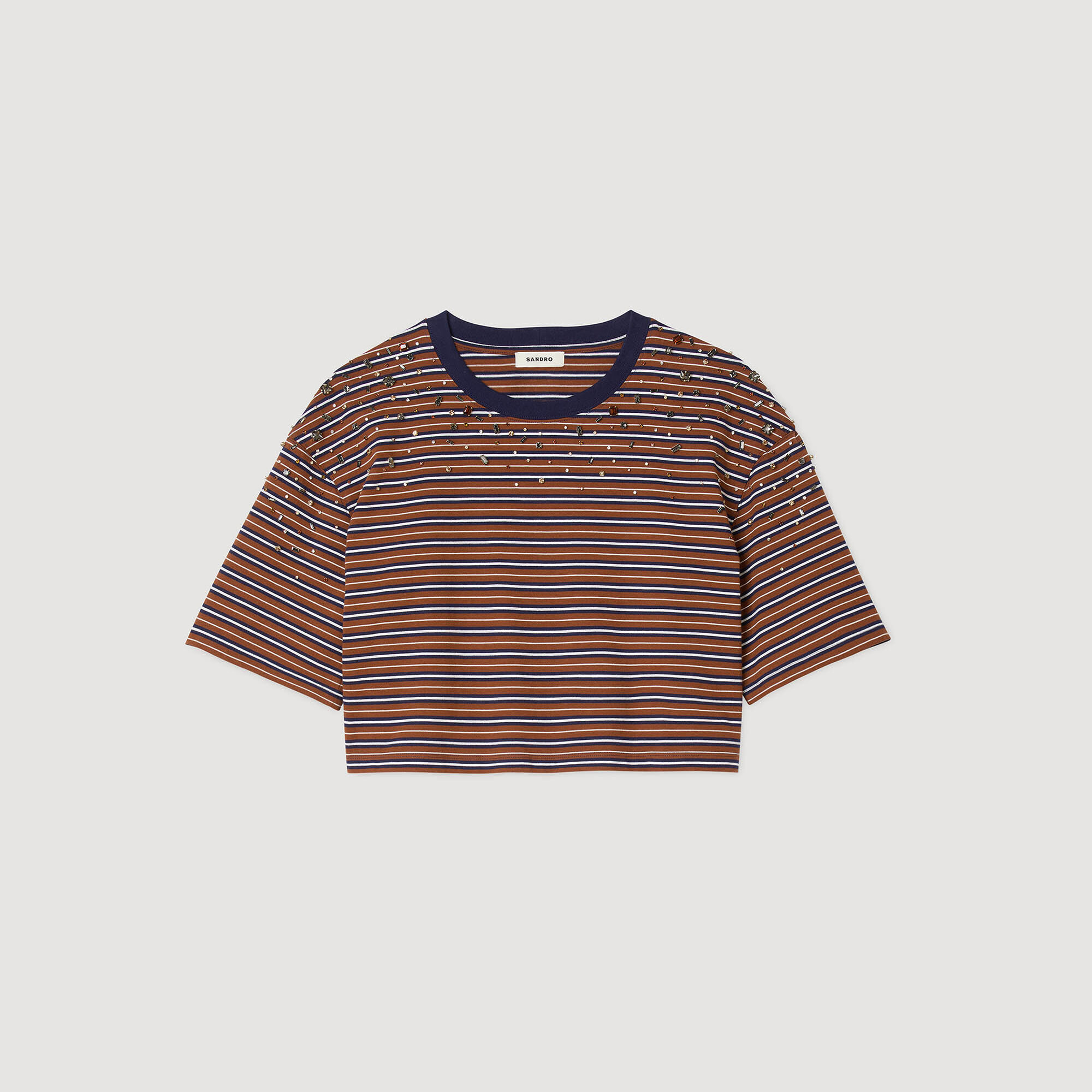 T-shirt rayé strass
