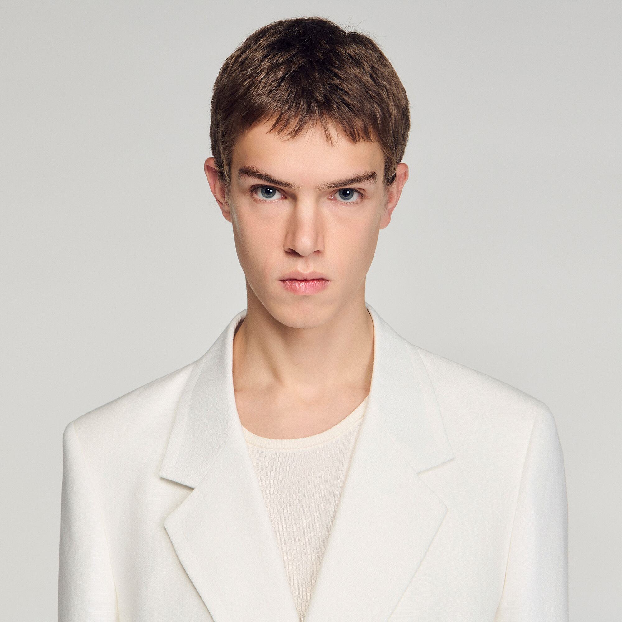Veste de costume en lin à double boutonnage