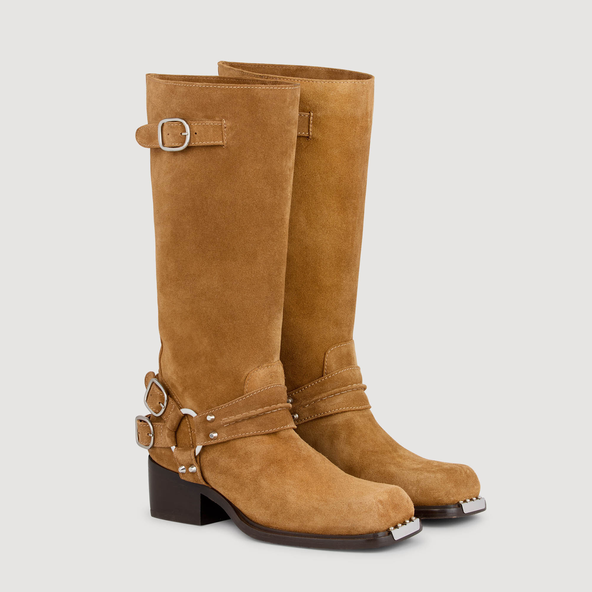 Bottes à boucle en daim