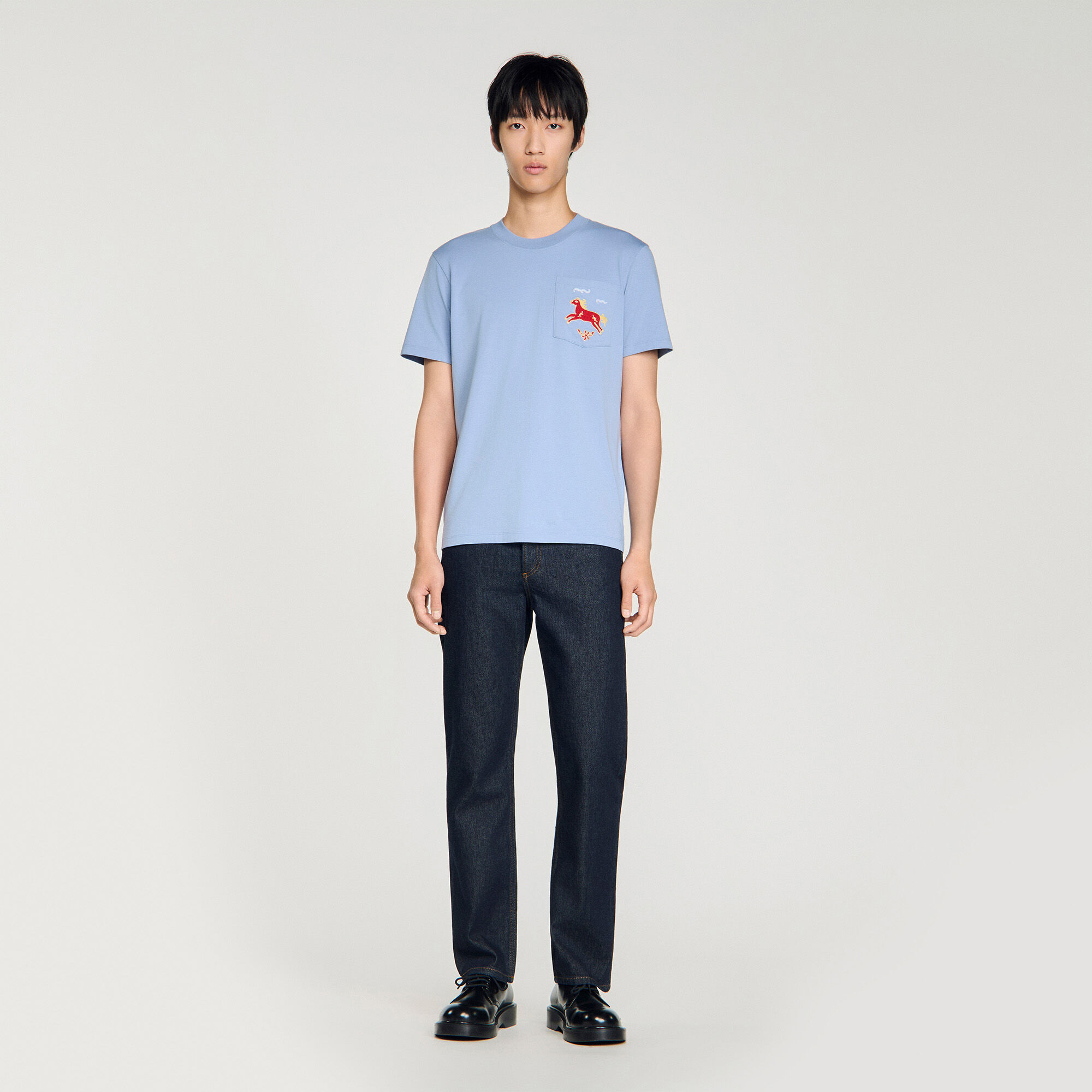 T-shirt en coton à motif de cheval brodé