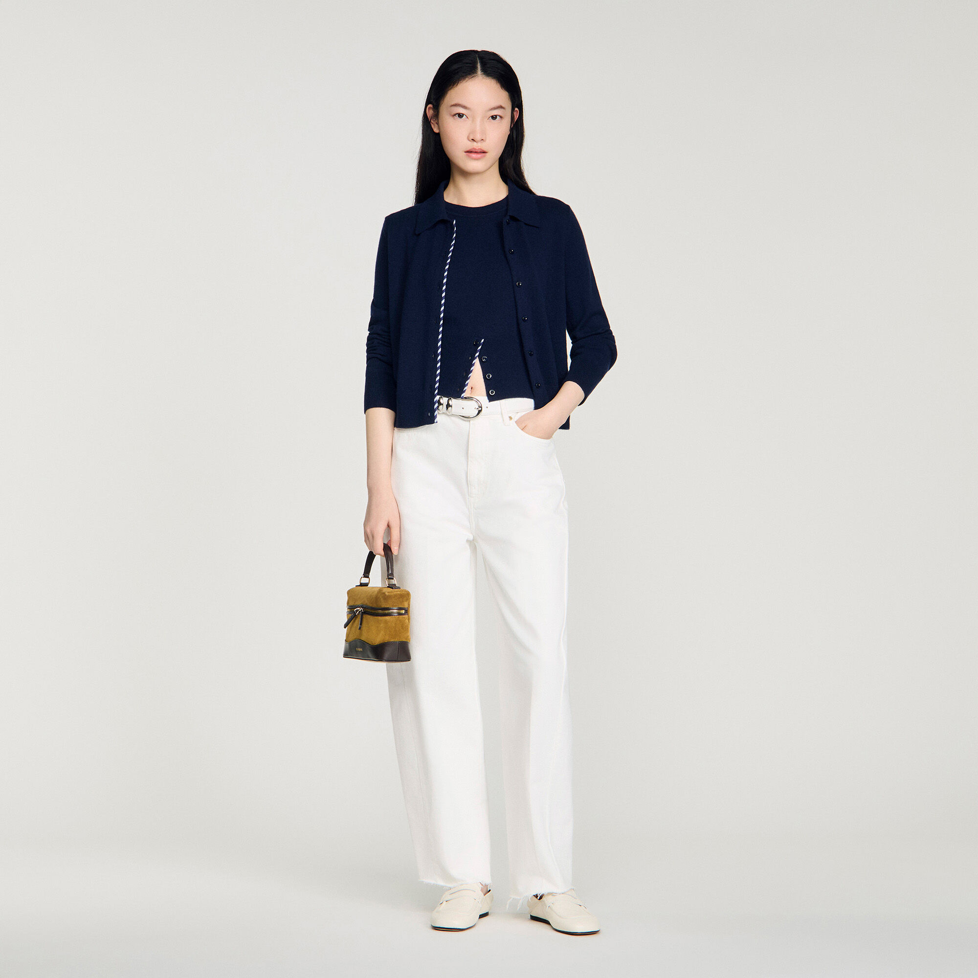 Cardigan en laine et cachemire rayé