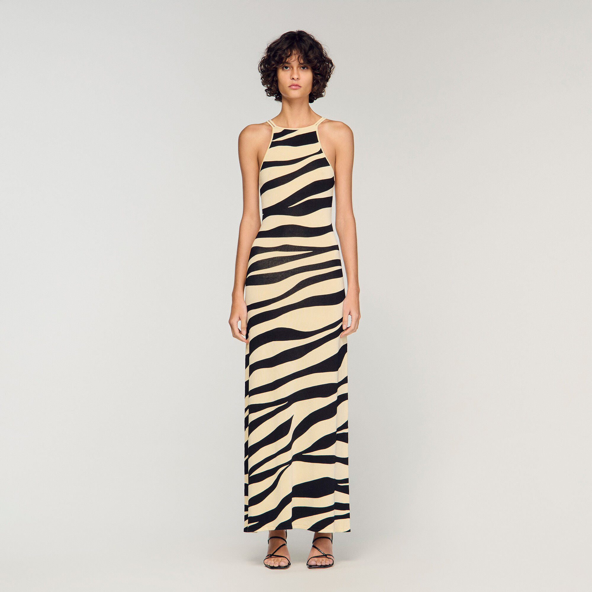 Robe maxi en maille à imprimé zèbre