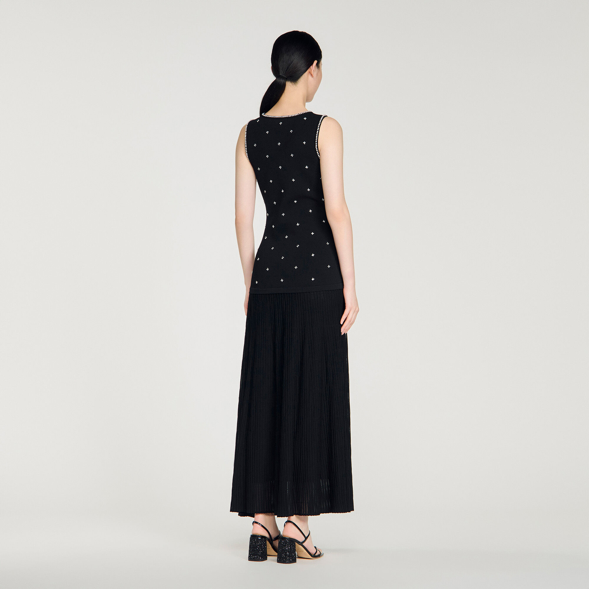 Robe maxi imprimée fleurs strass