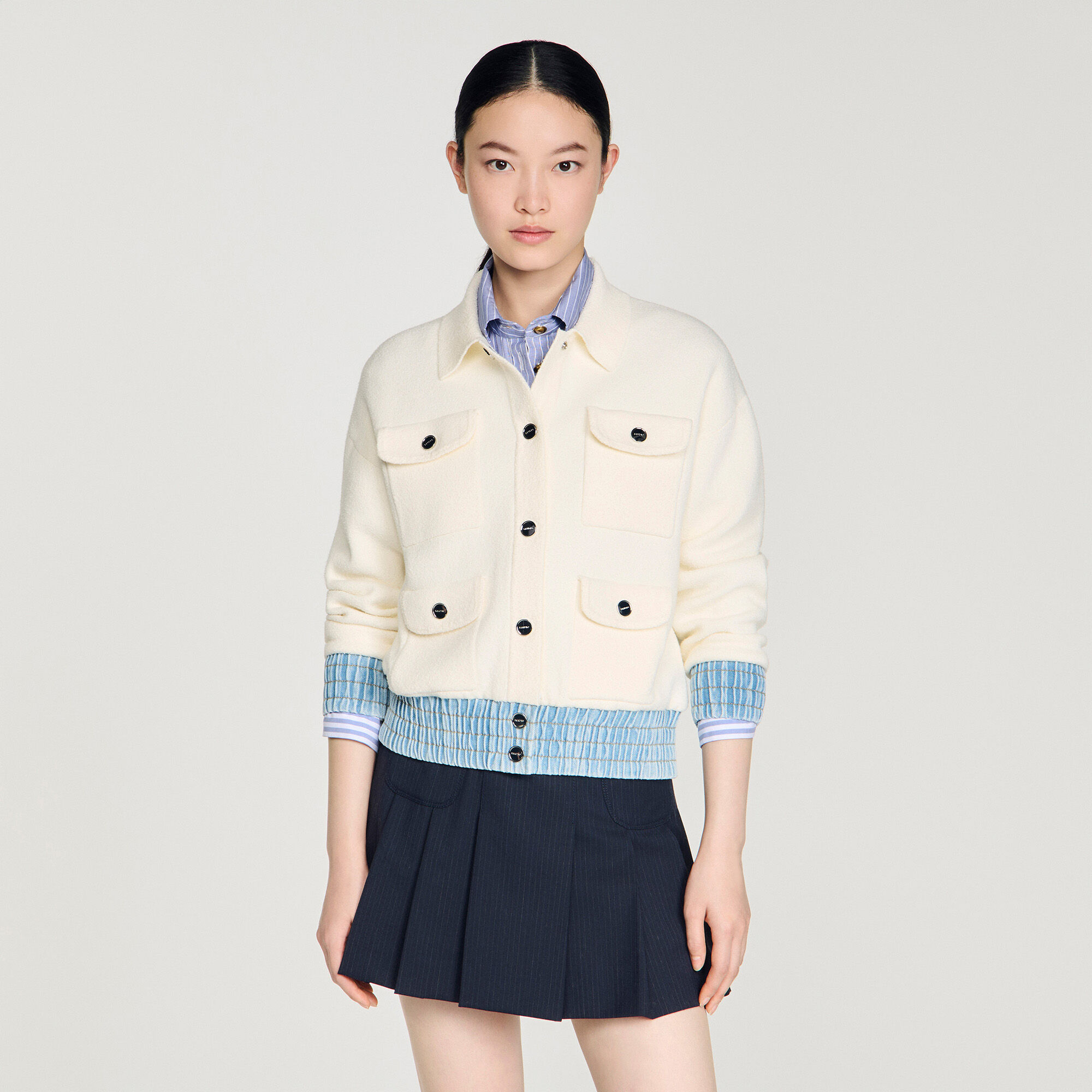 Cardigan avec détails en denim