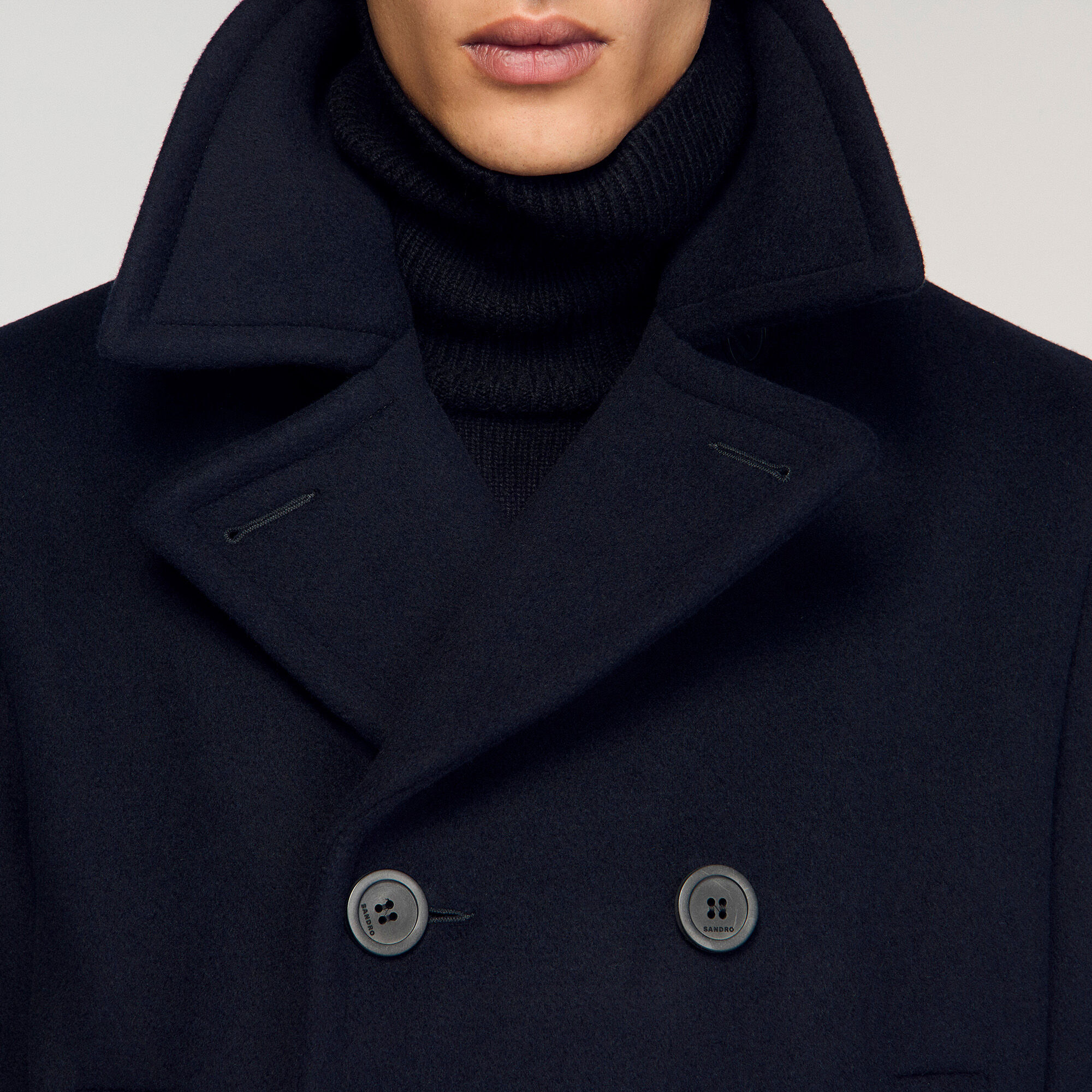 Manteau à coupe droite en mélange de laine