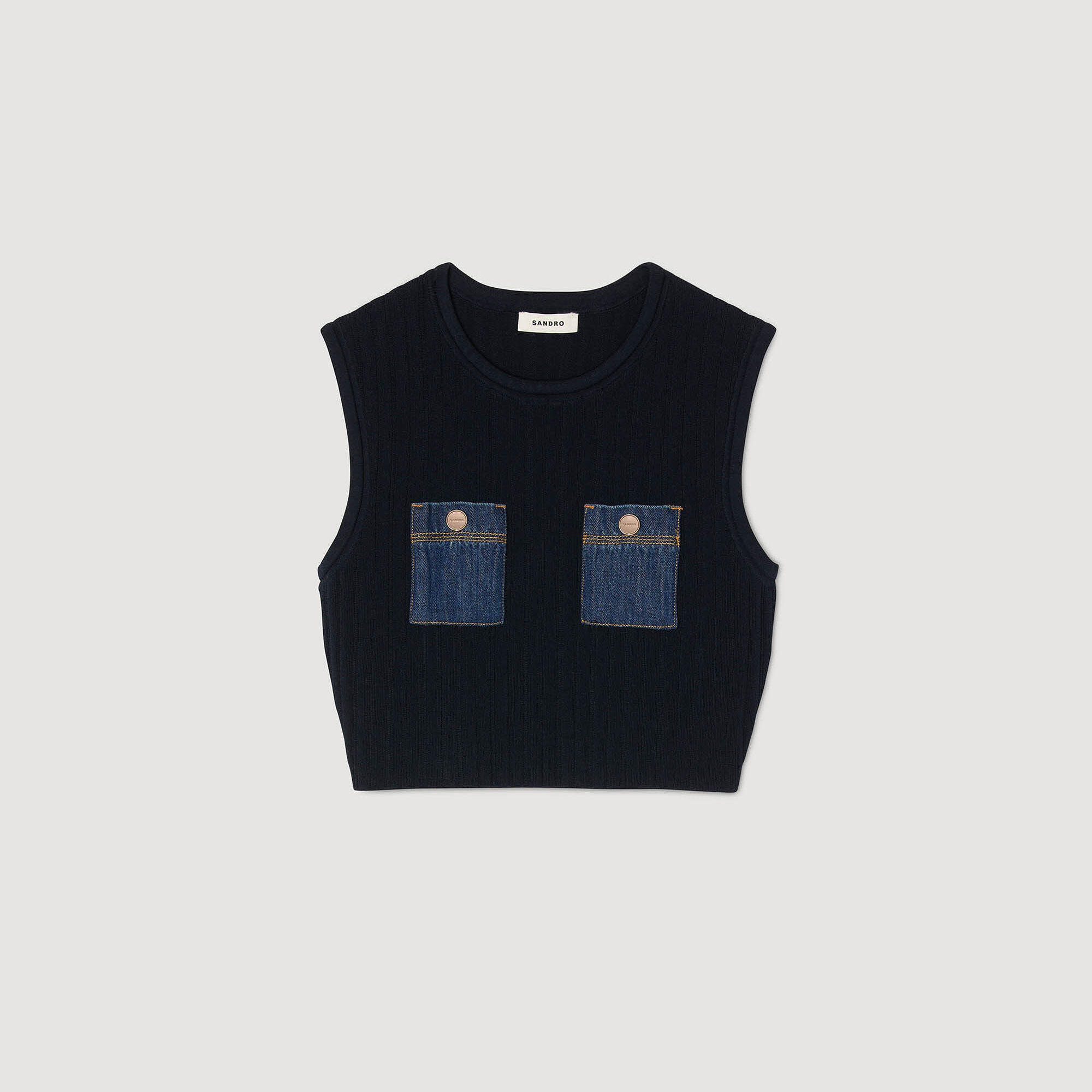 Top en tricot et denim